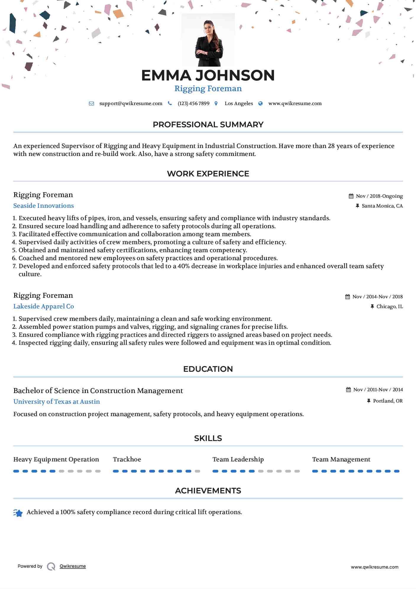 Rigging Foreman Resume Template