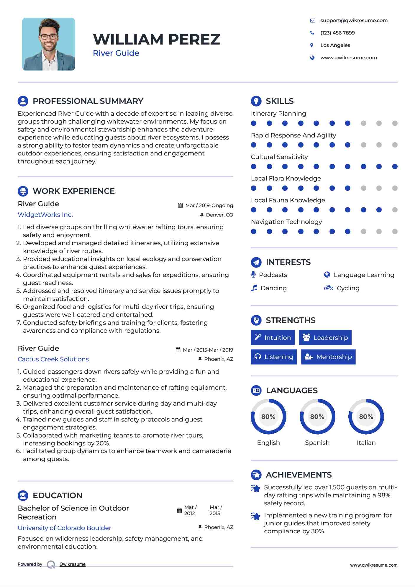 River Guide Resume Format