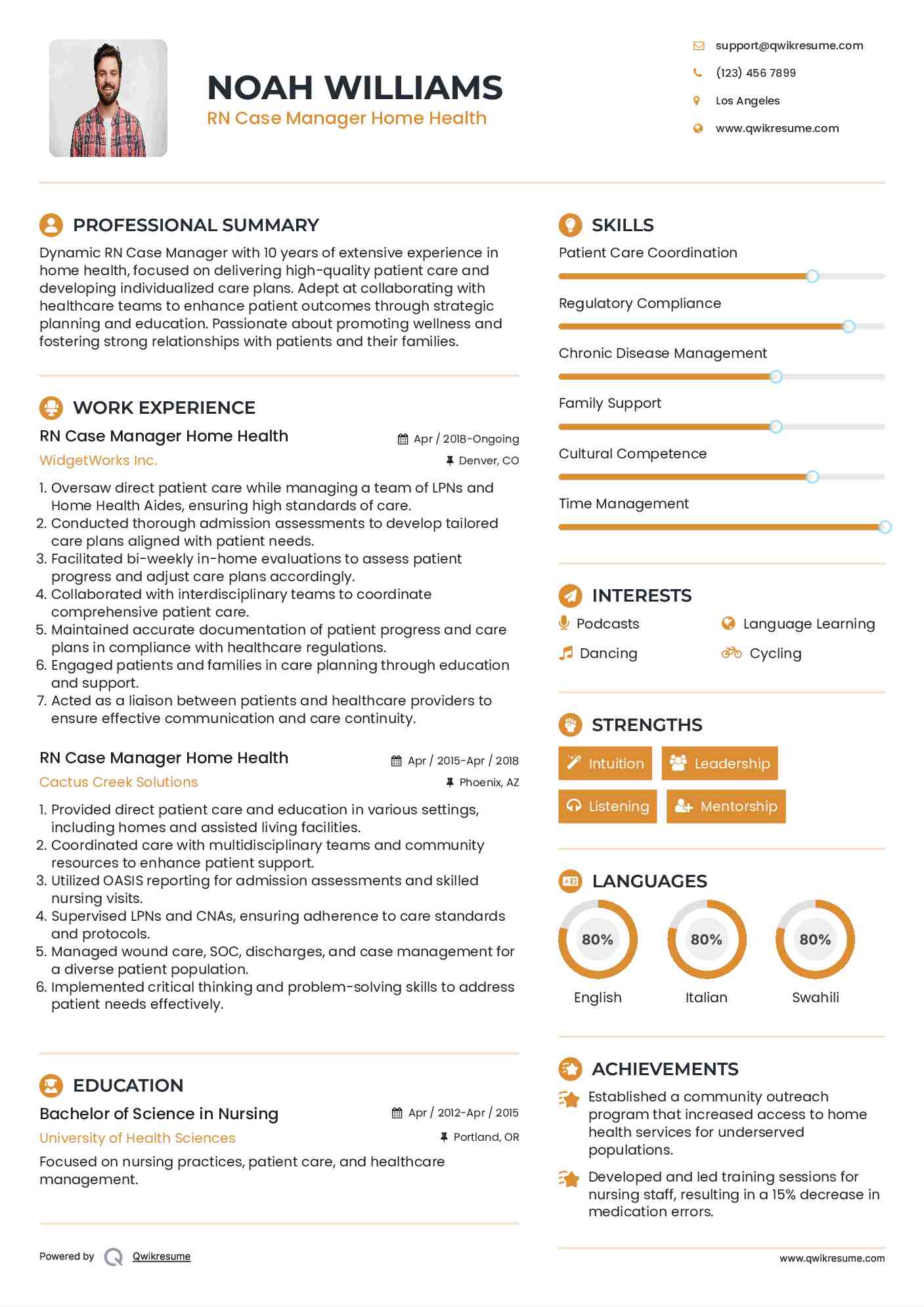 RN Case Manager Home Health Resume Format