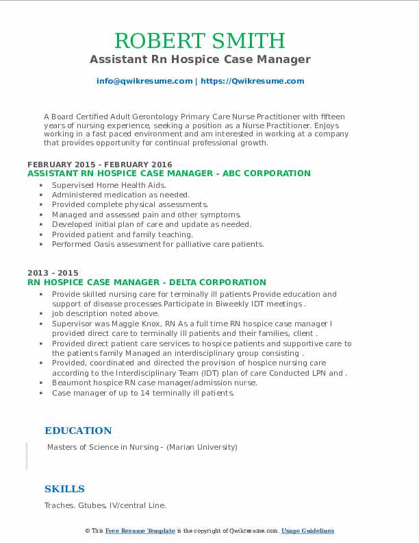 Rn Hospice Case Manager Resume Samples | QwikResume