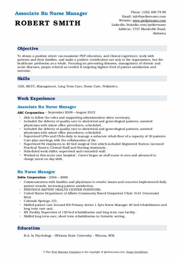 RN Nurse Manager Resume Samples - Rn Nurse Manager 1590386205 Pdf 