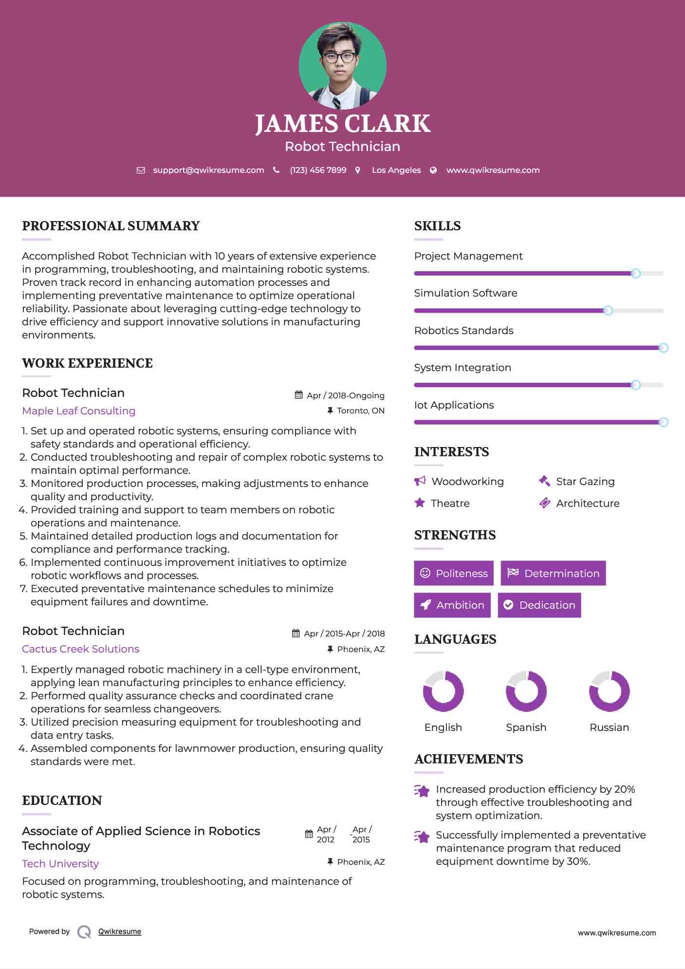 Robot Technician Resume Format