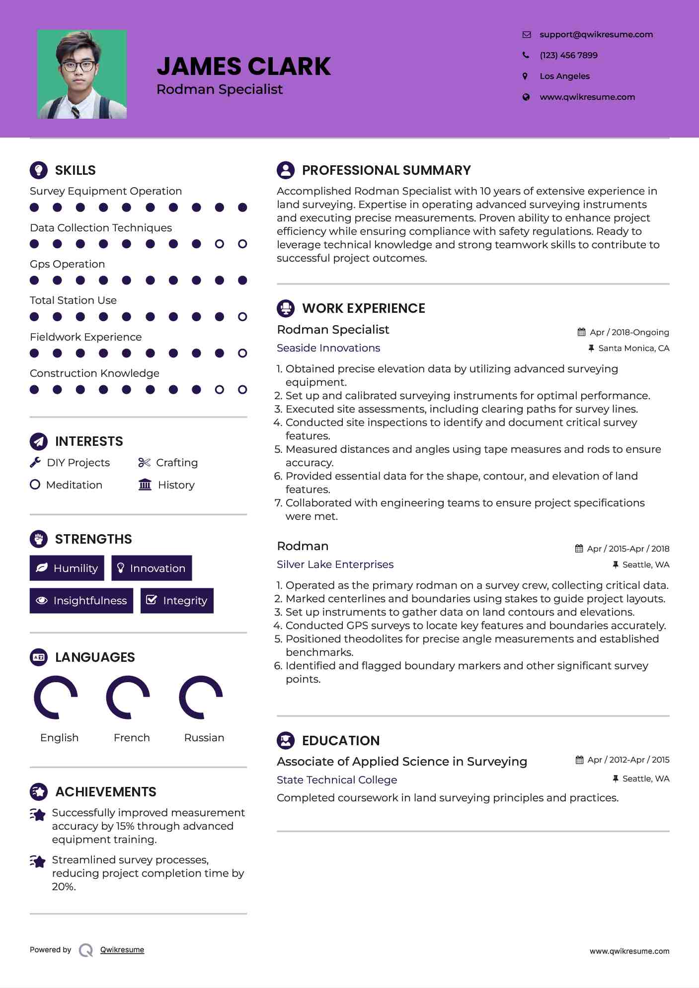 Rodman Specialist Resume Format