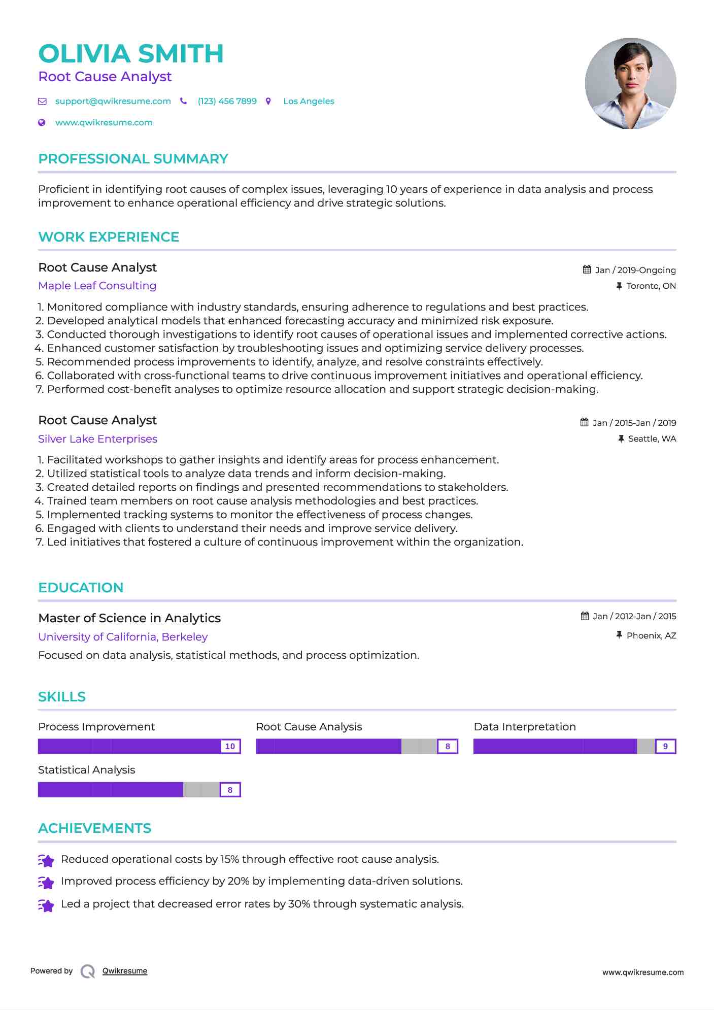 Root Cause Analyst Resume Format