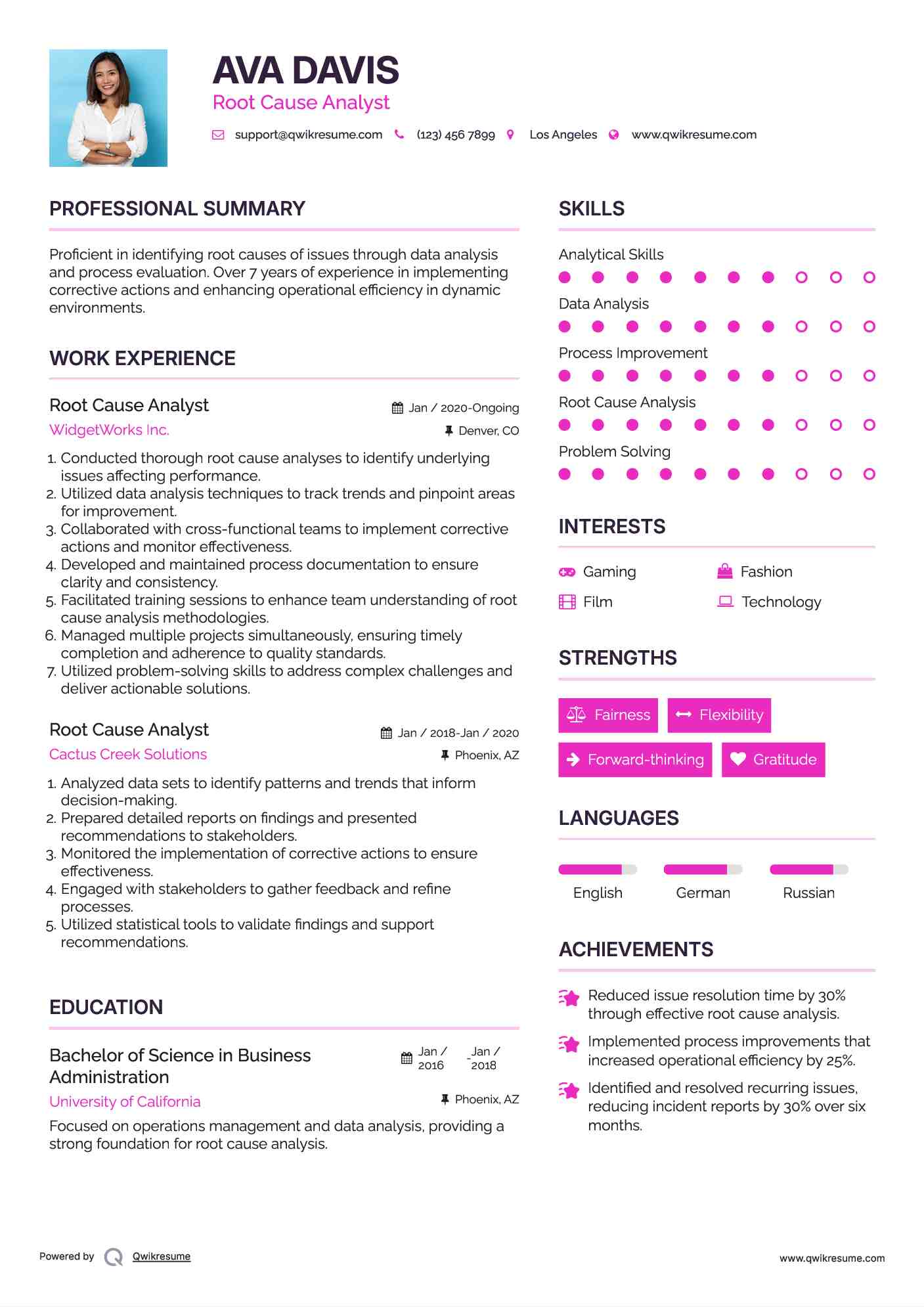 Root Cause Analyst Resume Sample