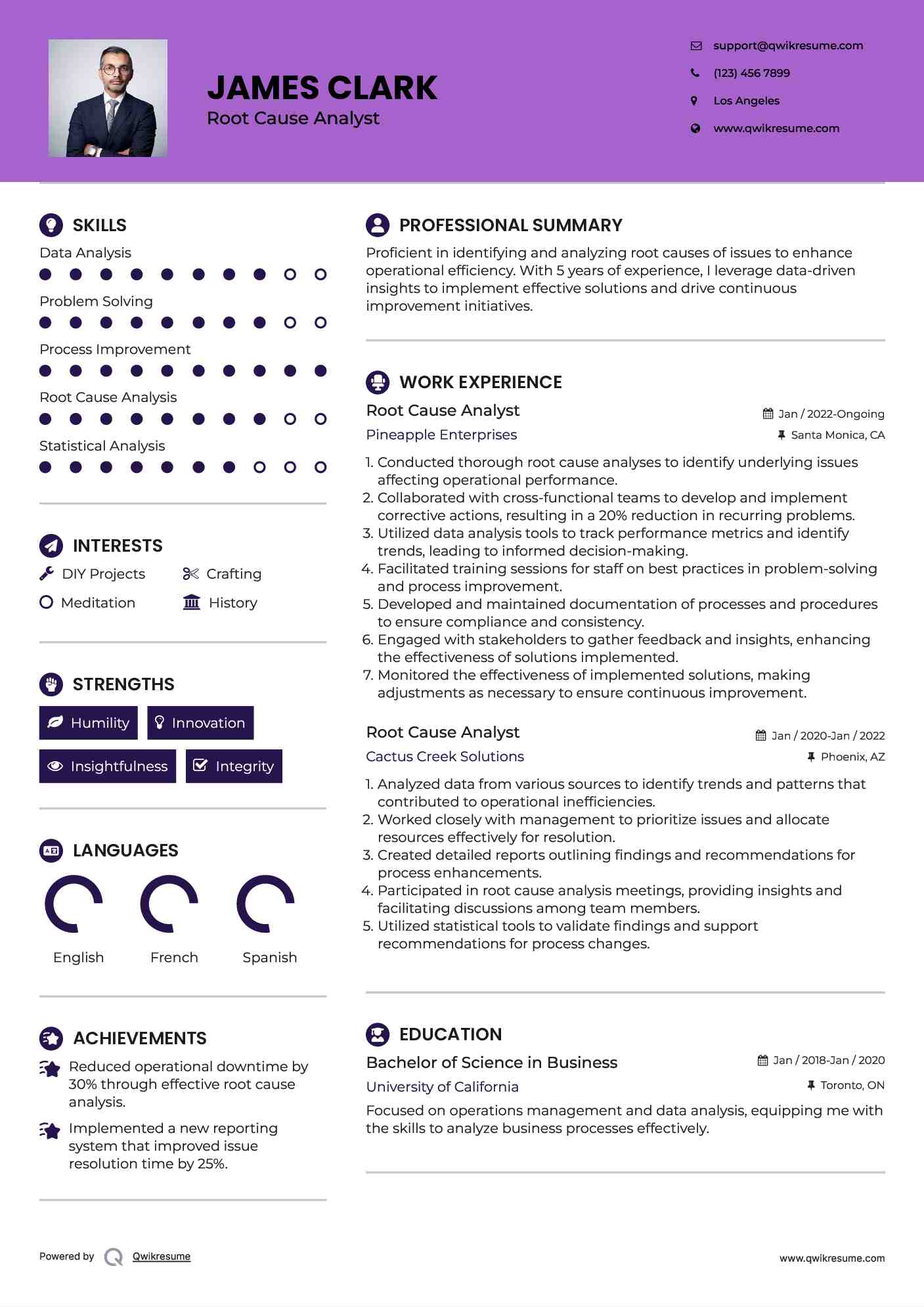 Root Cause Analyst Resume Sample