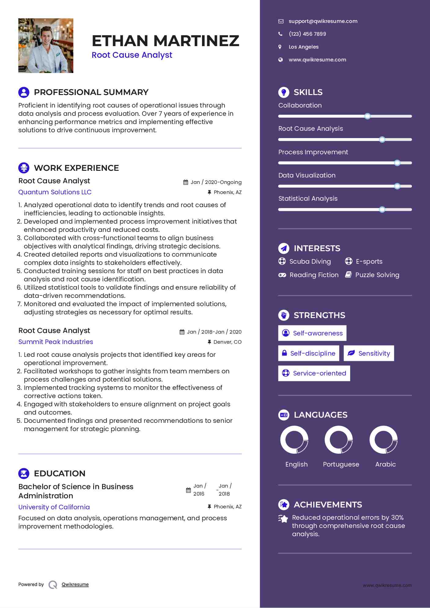 Root Cause Analyst Resume Sample