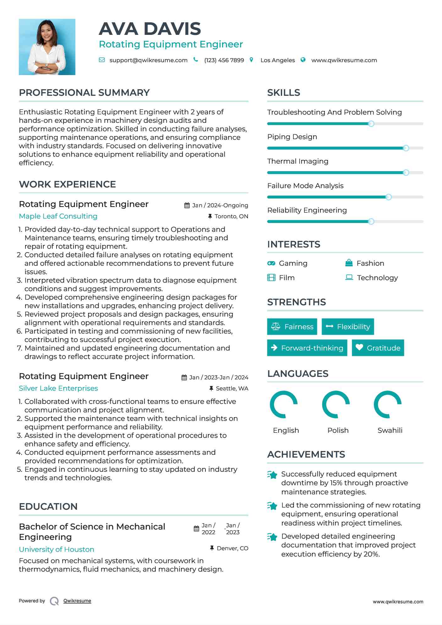 Rotating Equipment Engineer Resume Template