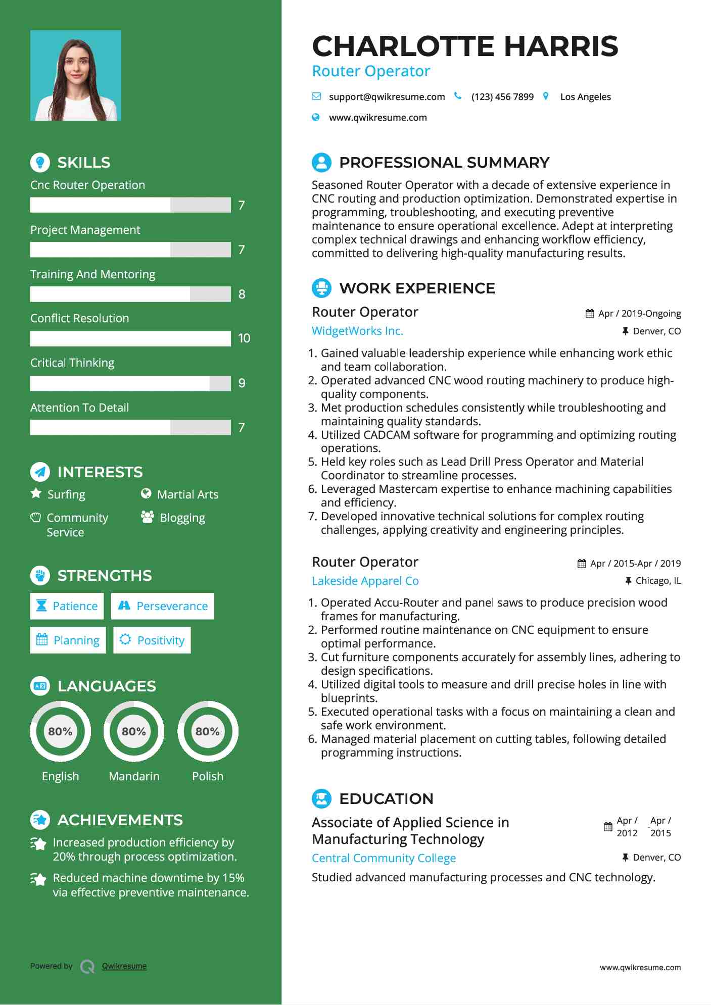 Router Operator Resume Samples QwikResume