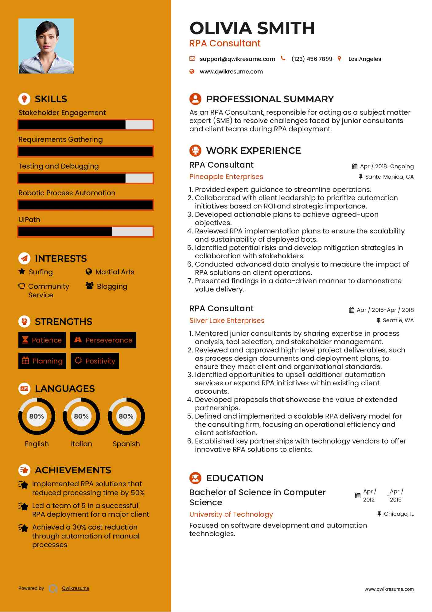 RPA Consultant Resume Format