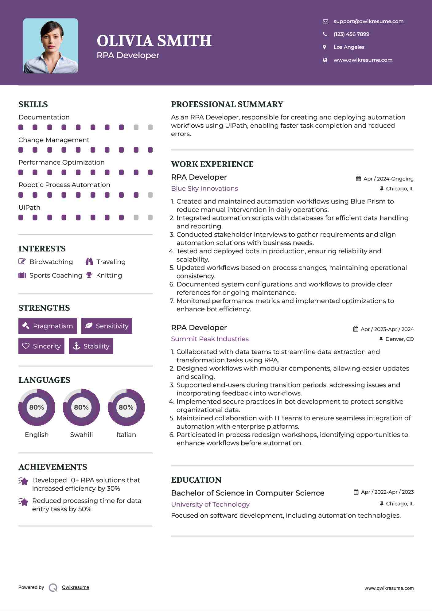 10+ RPA Developer Resume Samples & Templates for 2025