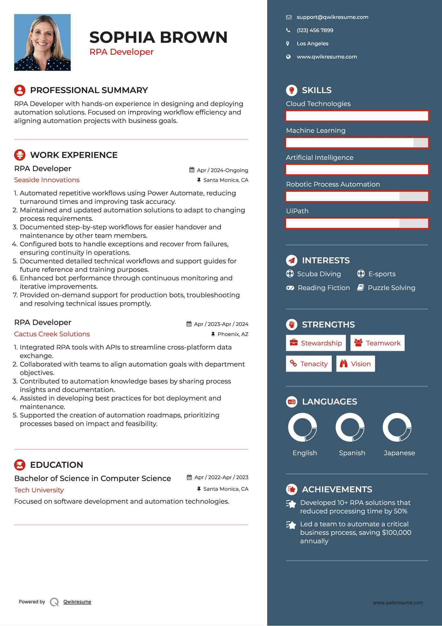 RPA Developer Resume Model