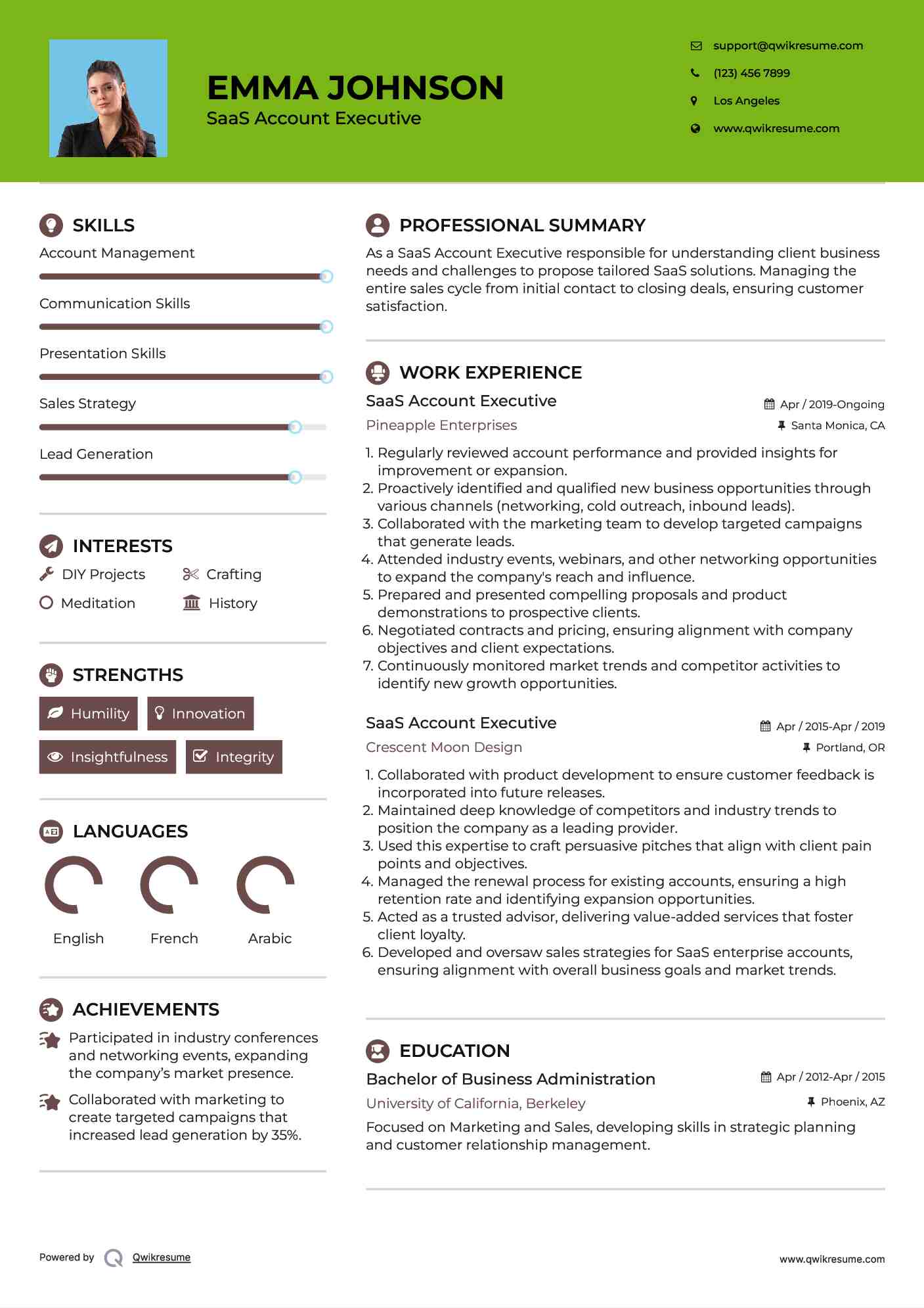SaaS Account Executive Resume Format