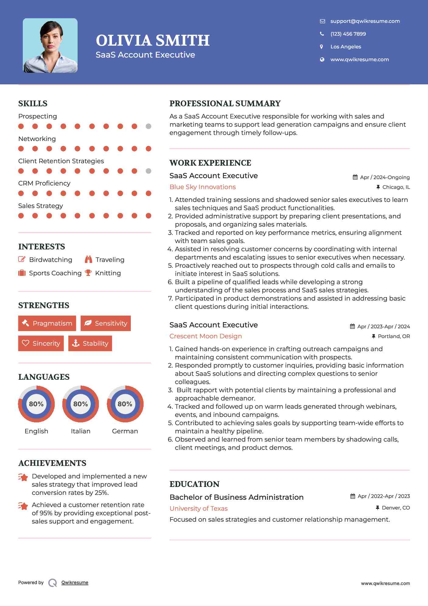 SaaS Account Executive Resume Example