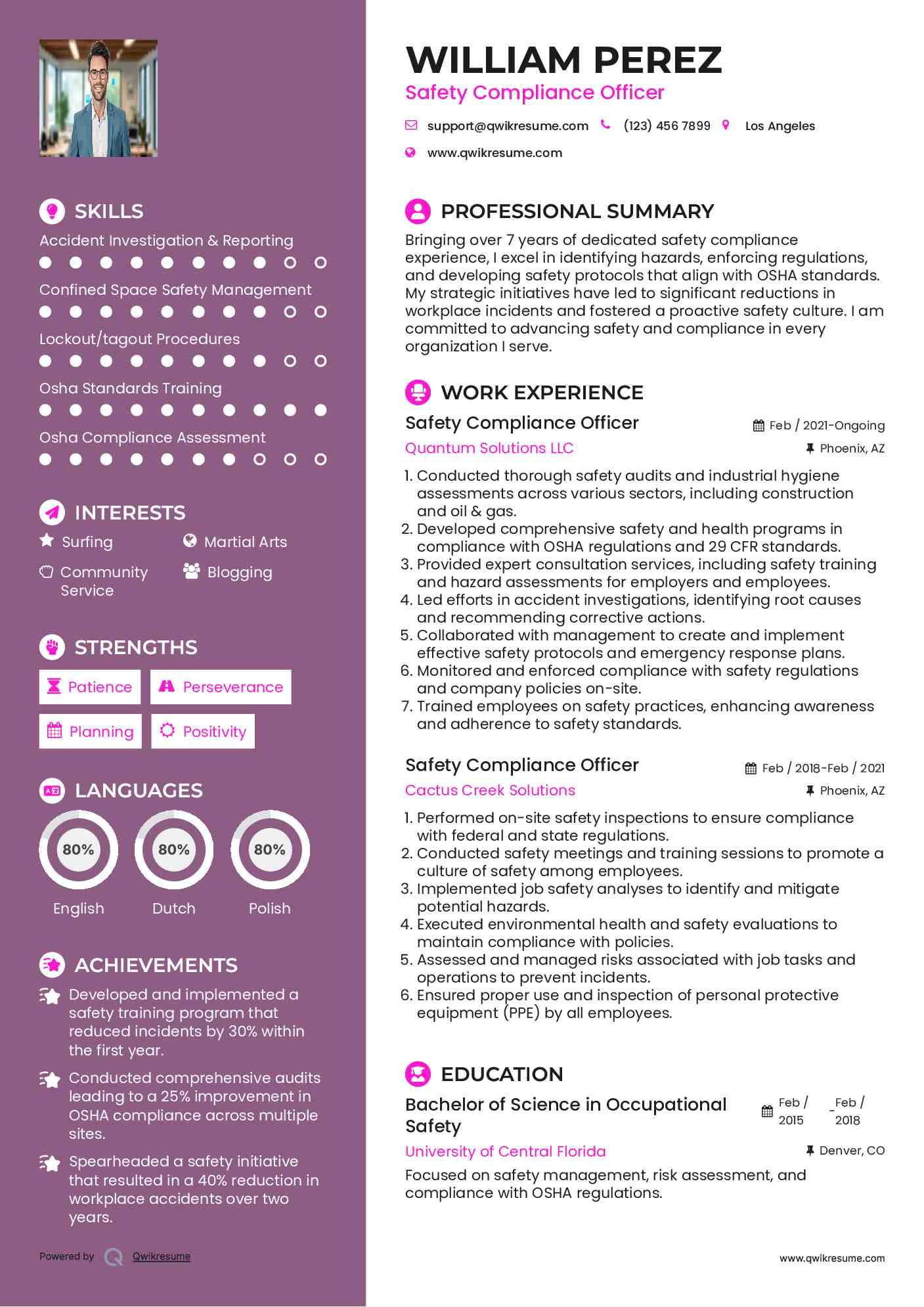 Safety Compliance Officer Resume Format