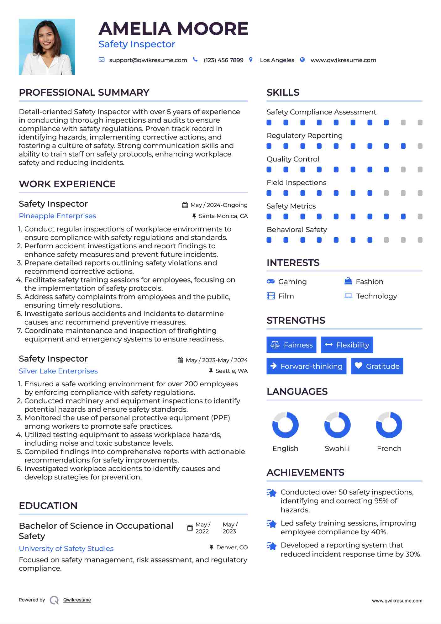 Safety Inspector Resume Samples QwikResume 10-health-inspector-resume-samples-templates-for-2025