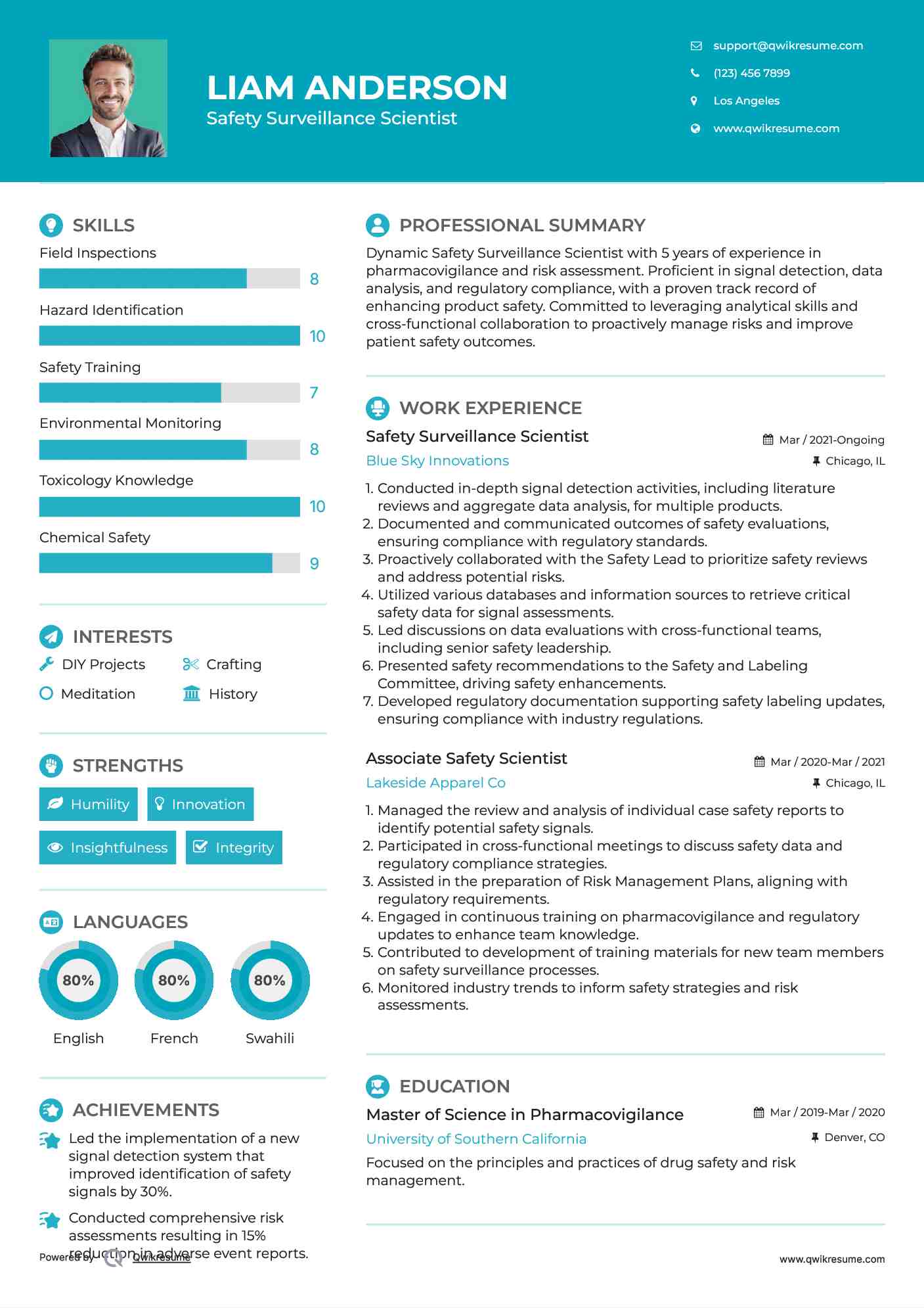 Safety Surveillance Scientist

 Resume Example