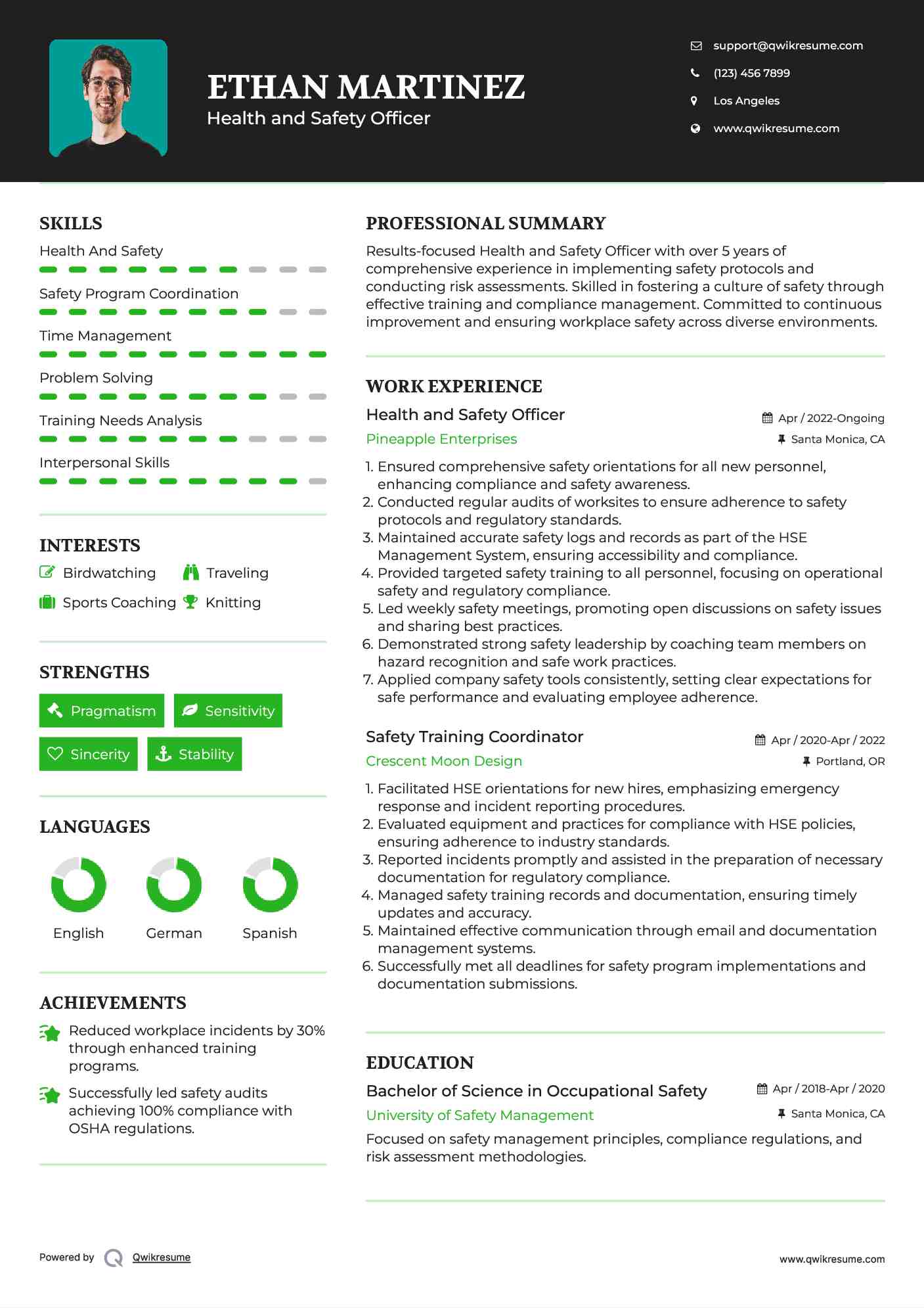 Health and Safety Officer Resume Format