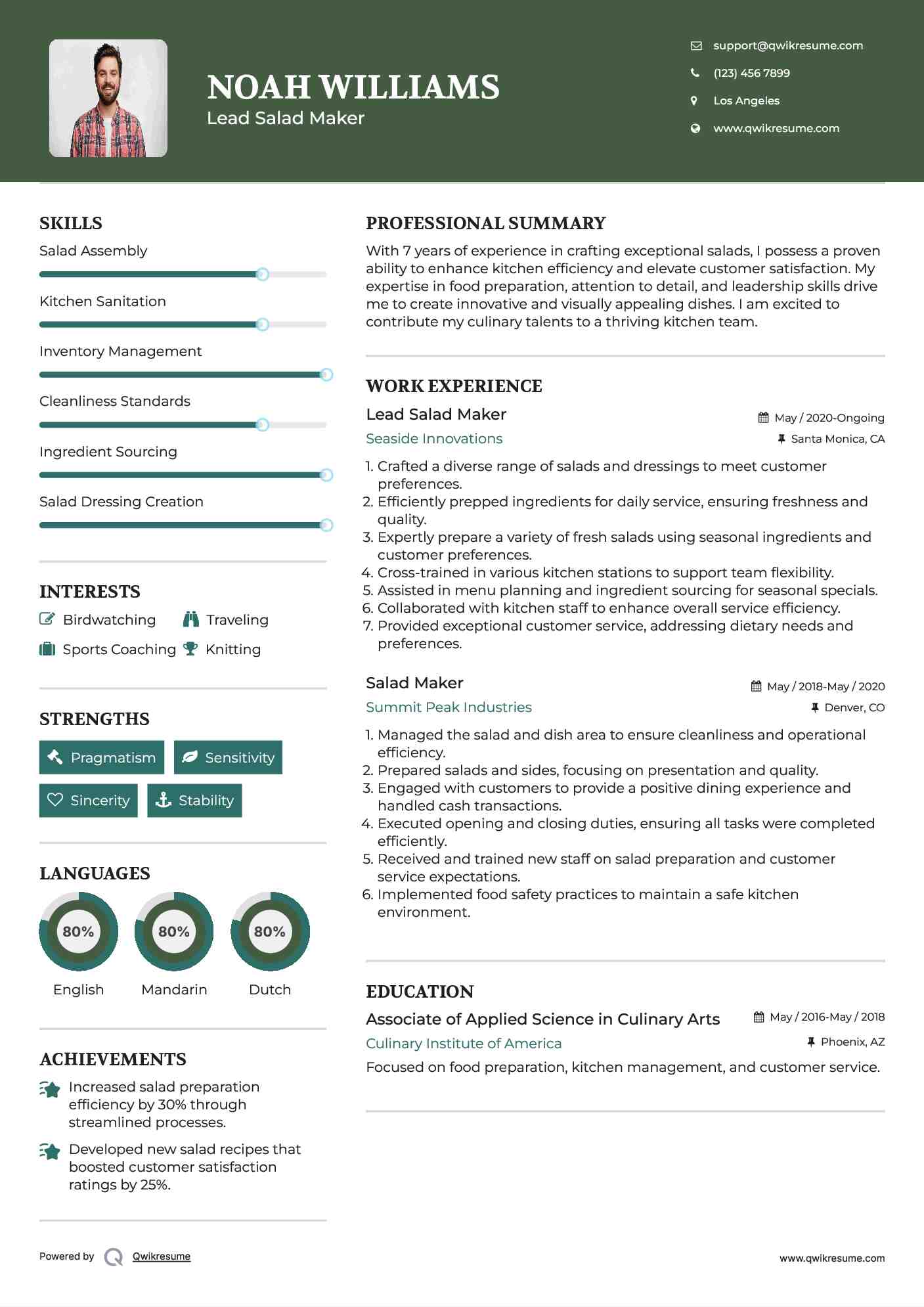 Lead Salad Maker Resume Template