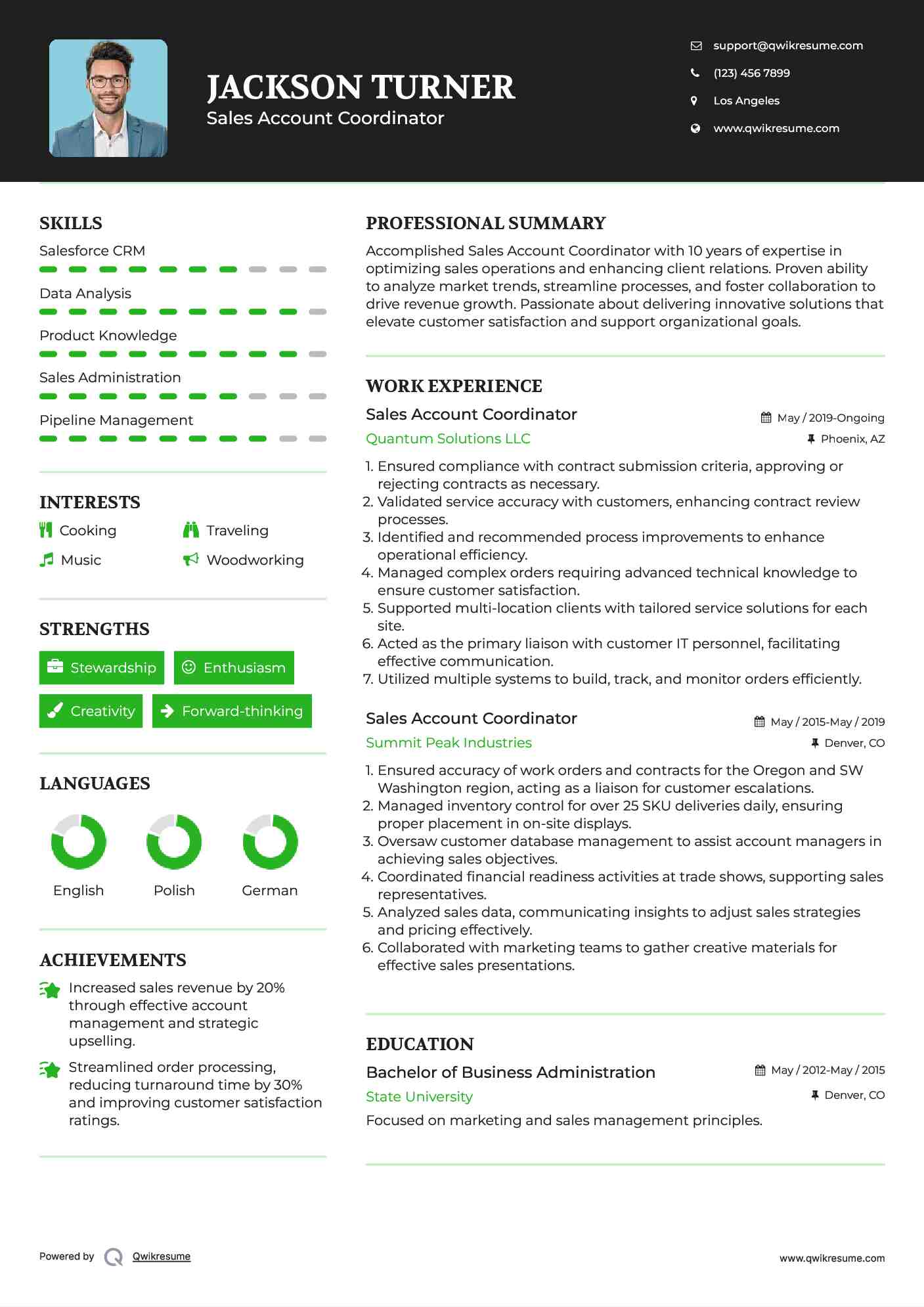 Sales Account Coordinator Resume Model