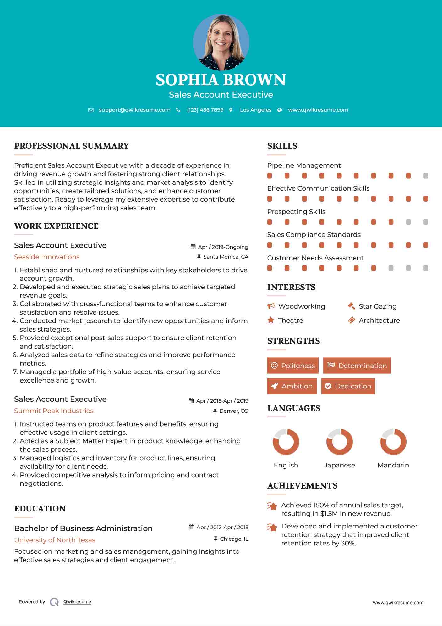 Sales Account Executive Resume Format