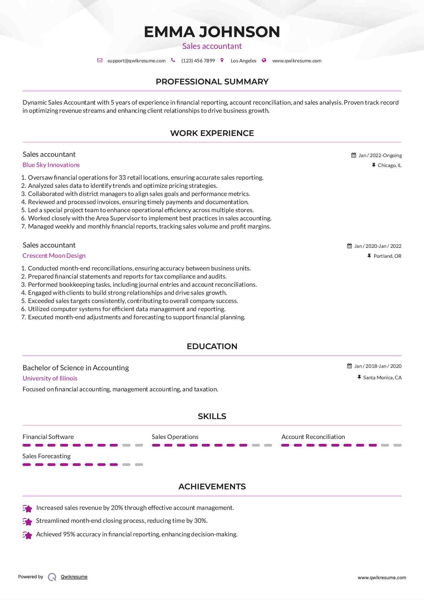Sales accountant Resume Template
