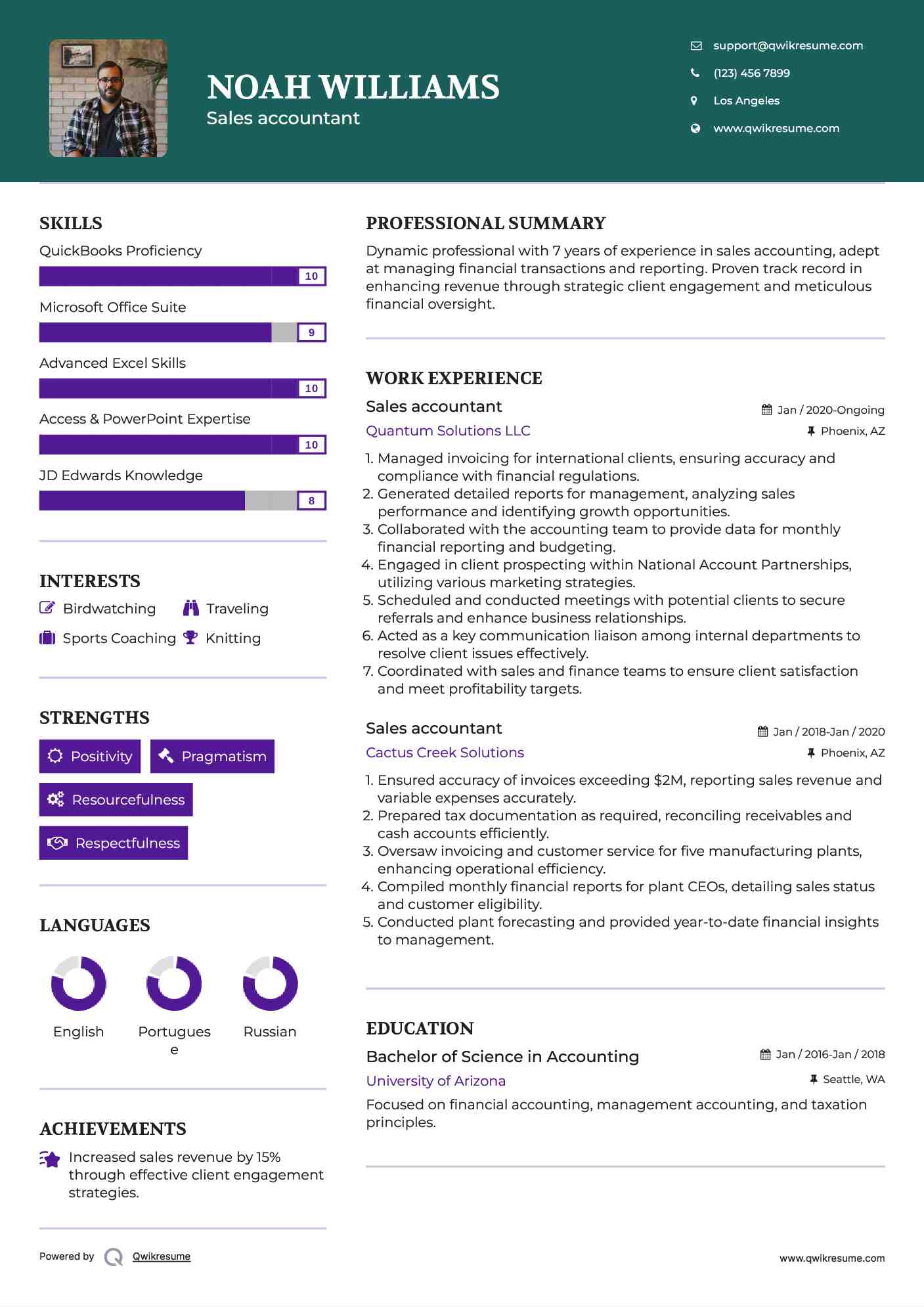 Sales accountant Resume Sample