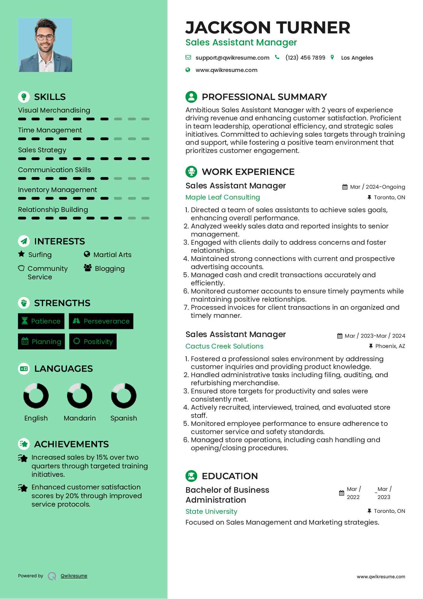 Sales Assistant Manager Resume Model