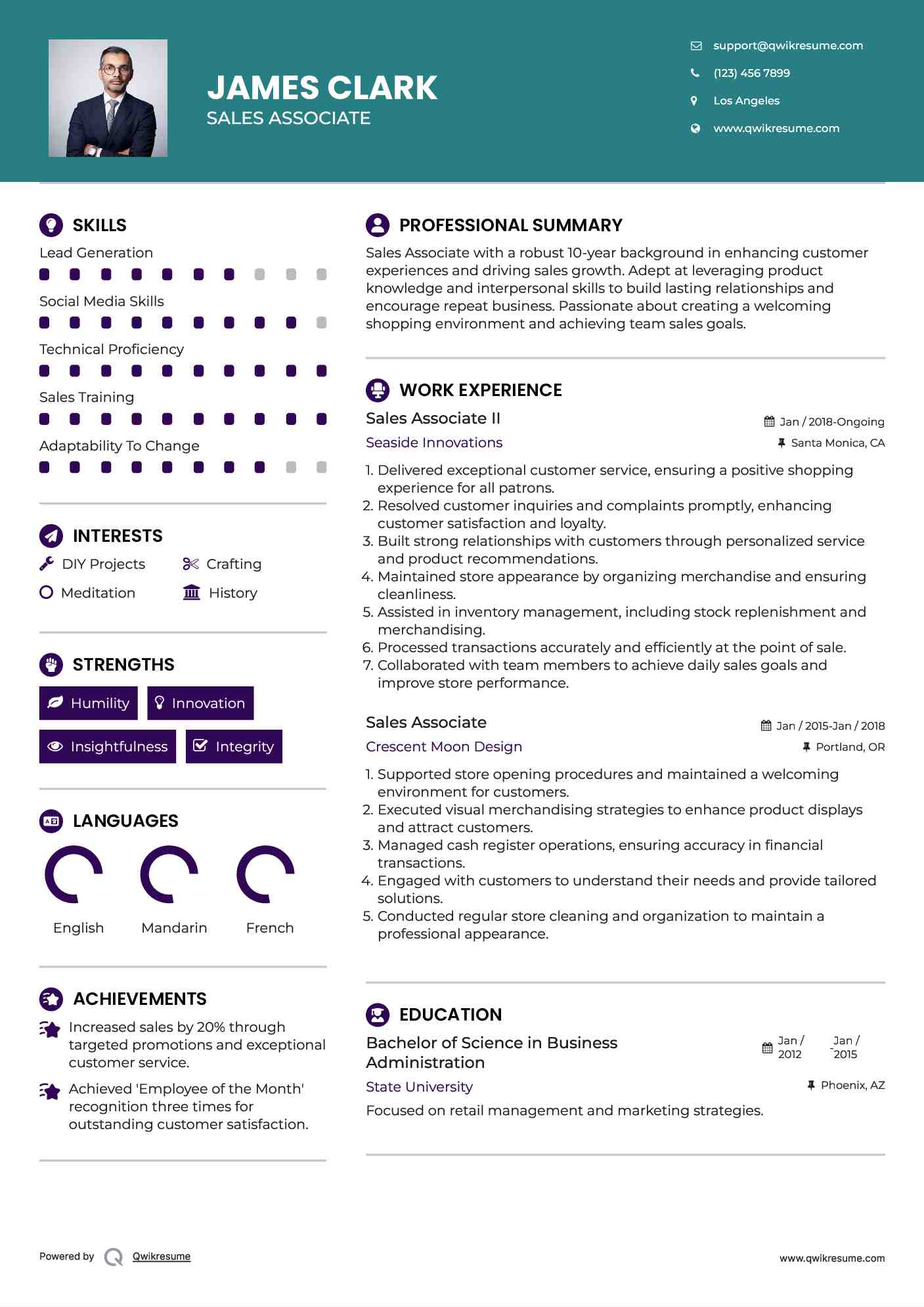 Sales Associate II Resume Model