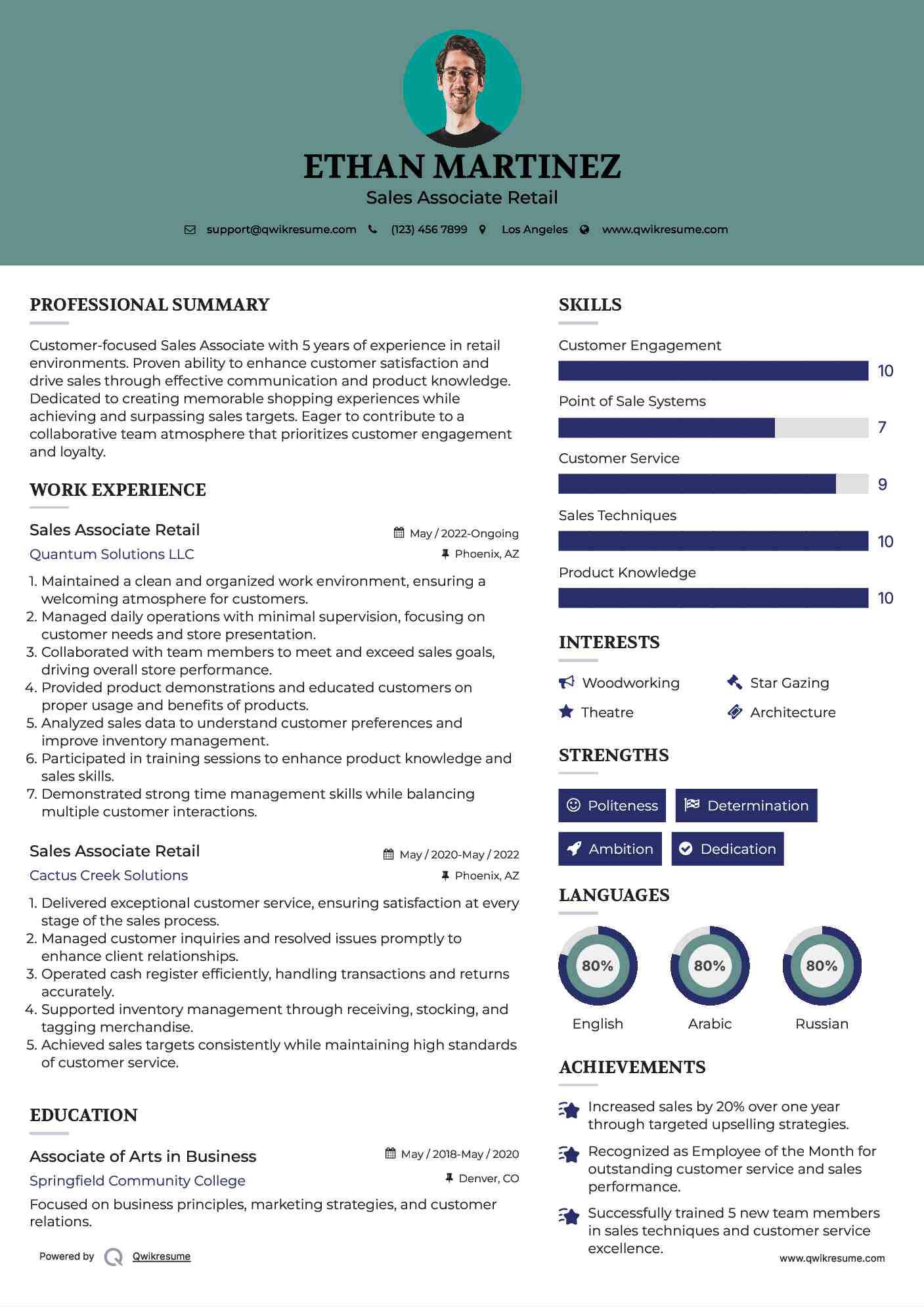 Sales Associate Retail Resume Template
