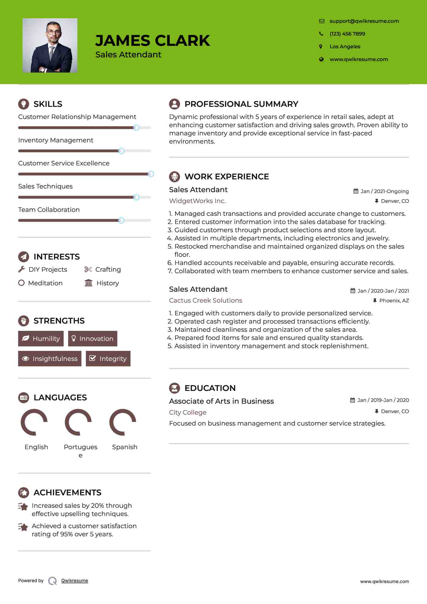 Sales Attendant Resume Sample