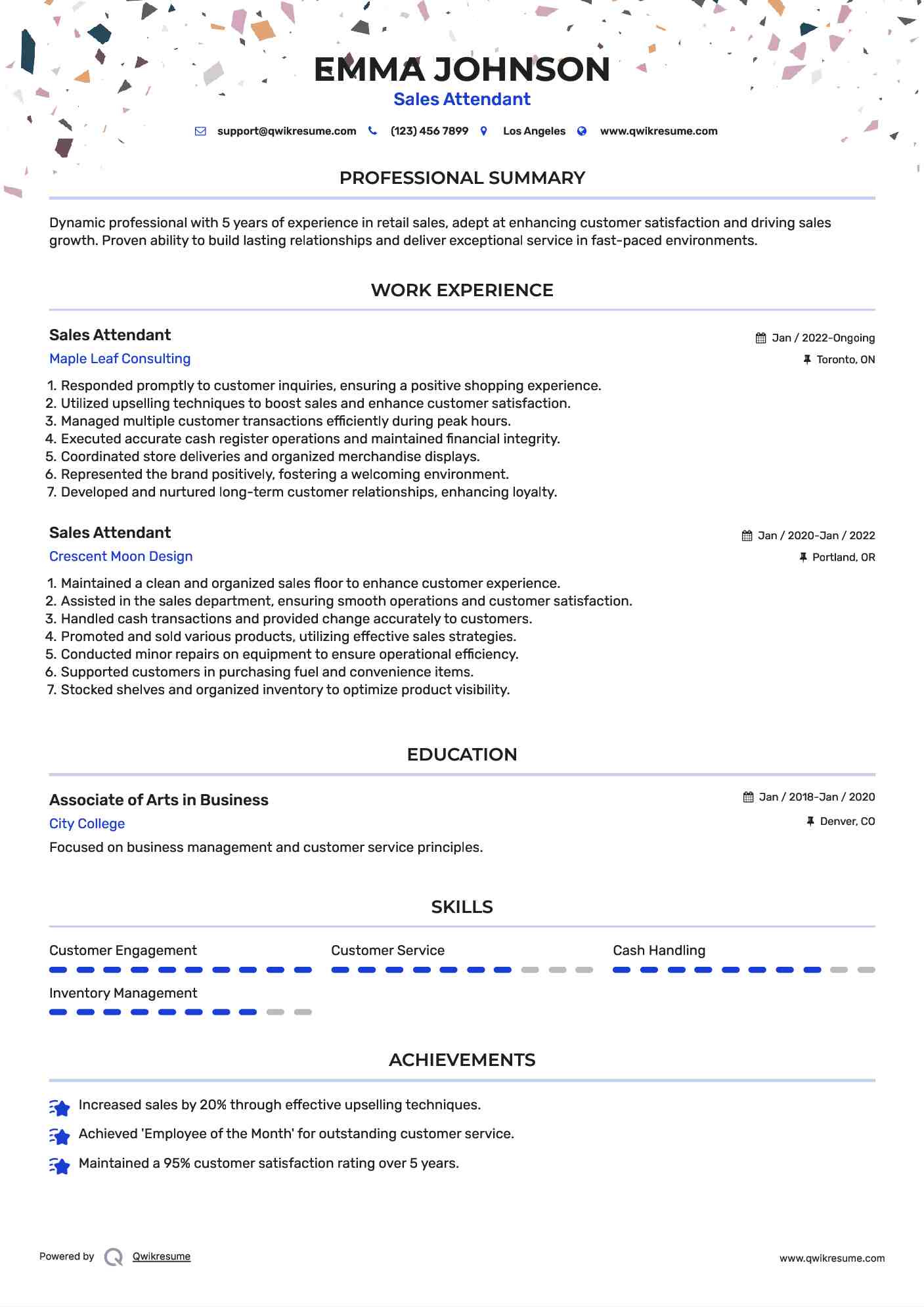 Sales Attendant Resume Format