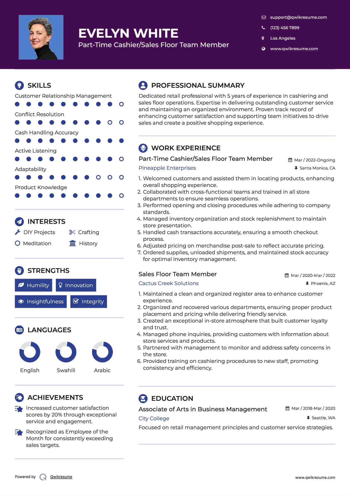 Sales Floor Team Member Resume Samples Qwikresume