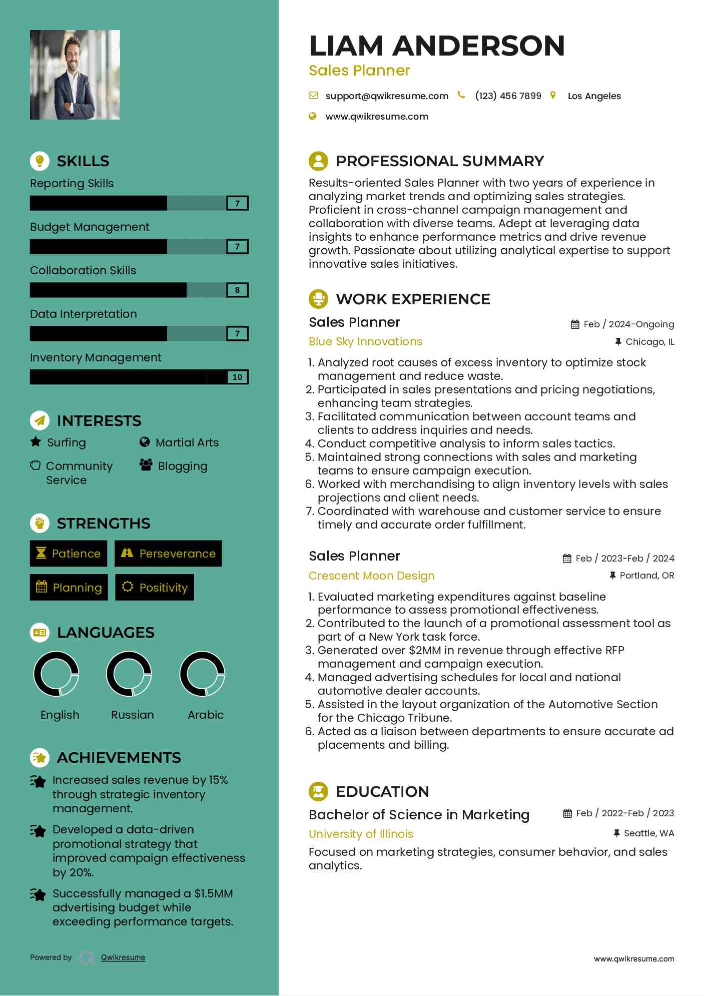 Sales Planner Resume Template