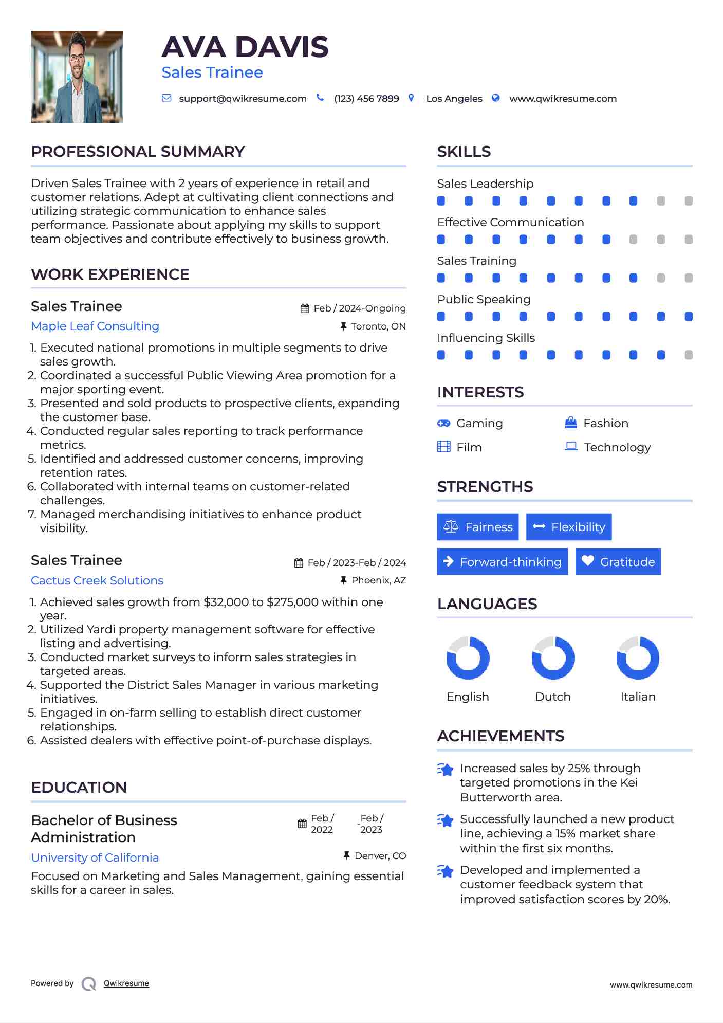 Sales Trainee Resume Template