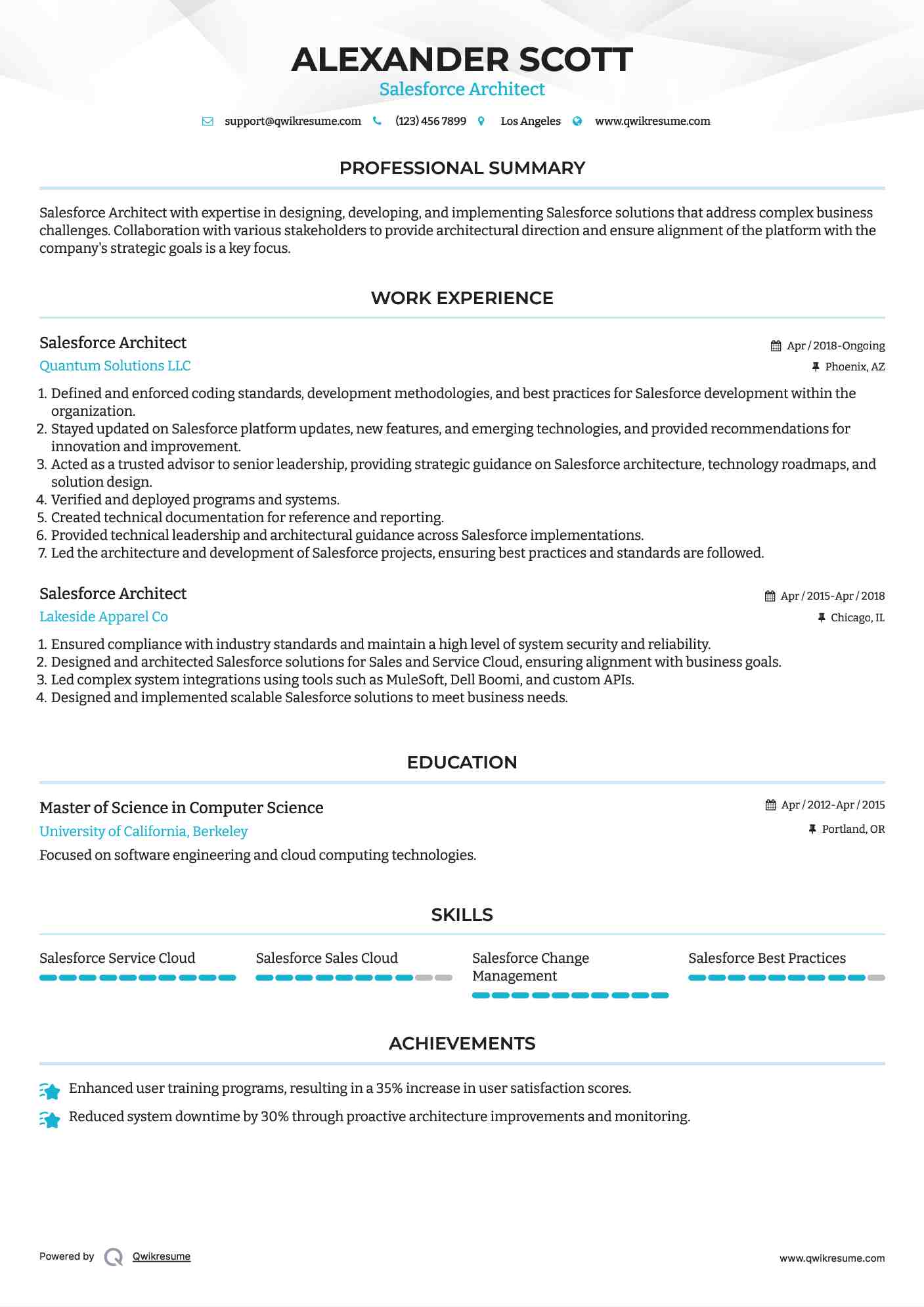 Salesforce Architect Resume Format