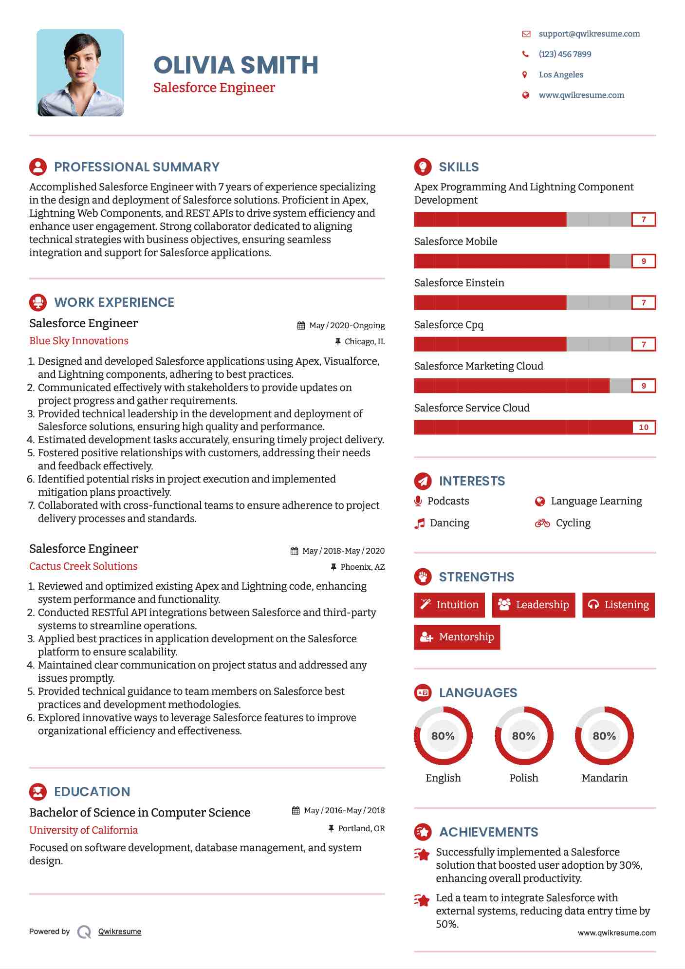 Salesforce Engineer Resume Example