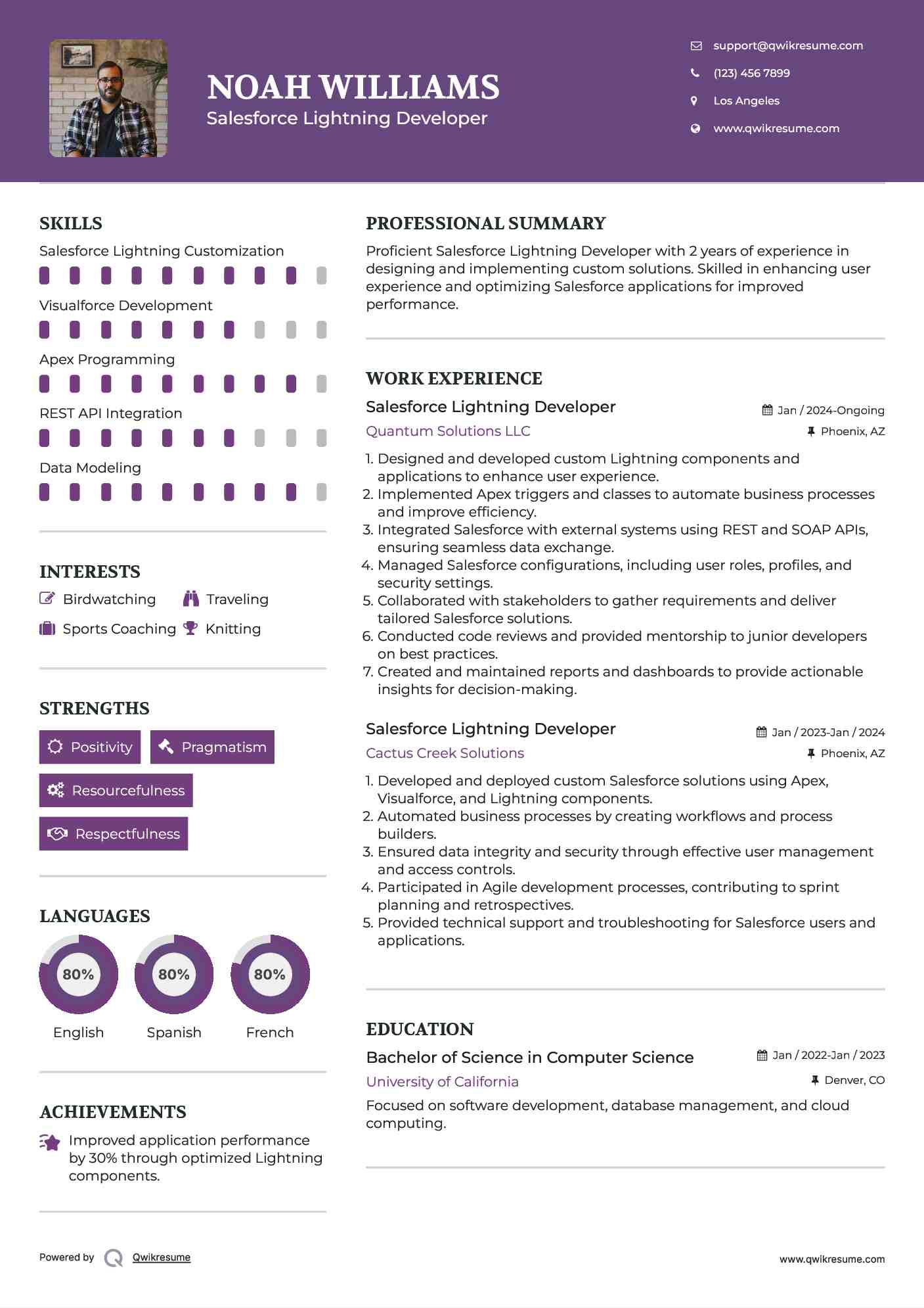 Salesforce Lightning Developer Resume Sample
