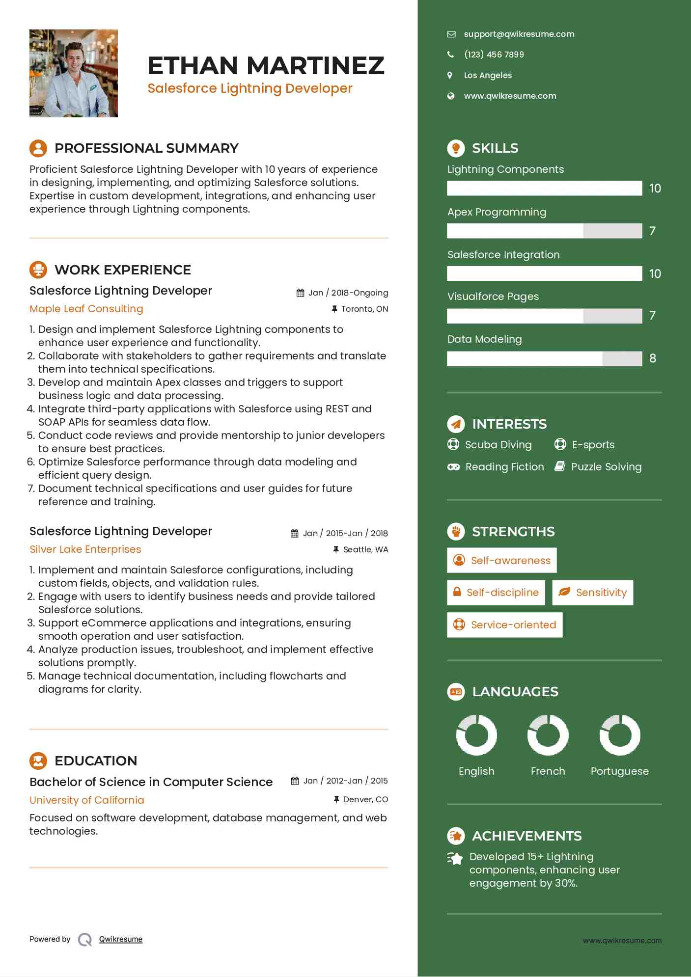 Salesforce Lightning Developer Resume Template