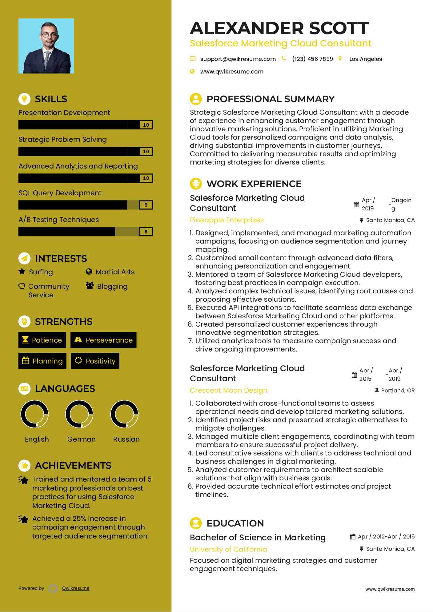 Salesforce Marketing Cloud Consultant Resume Template