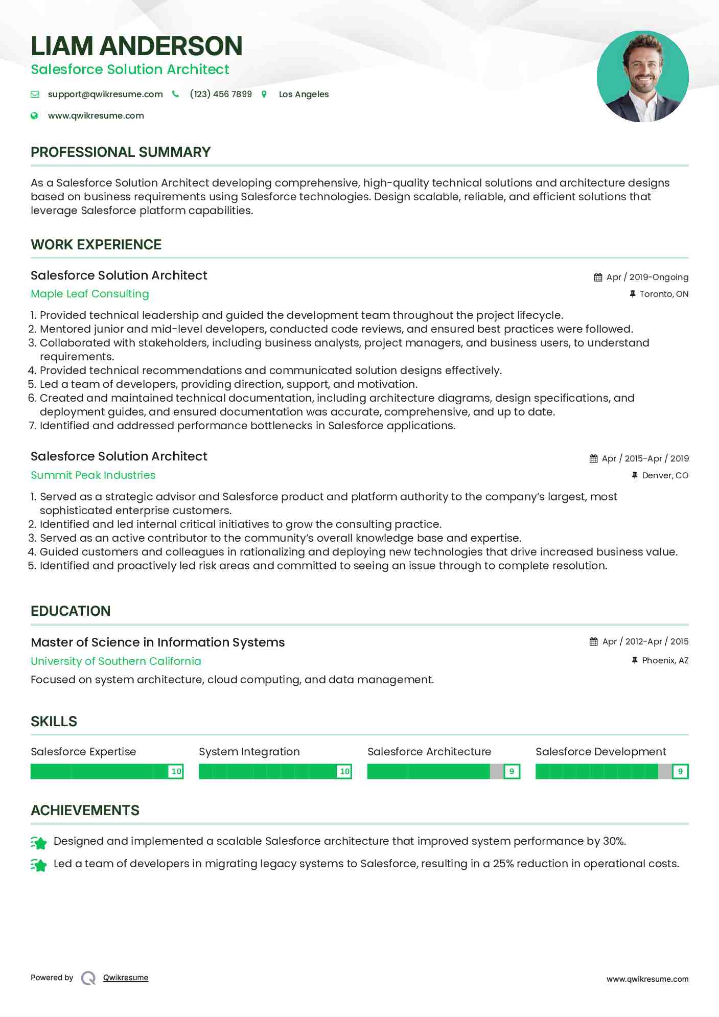 Salesforce Solution Architect Resume Format