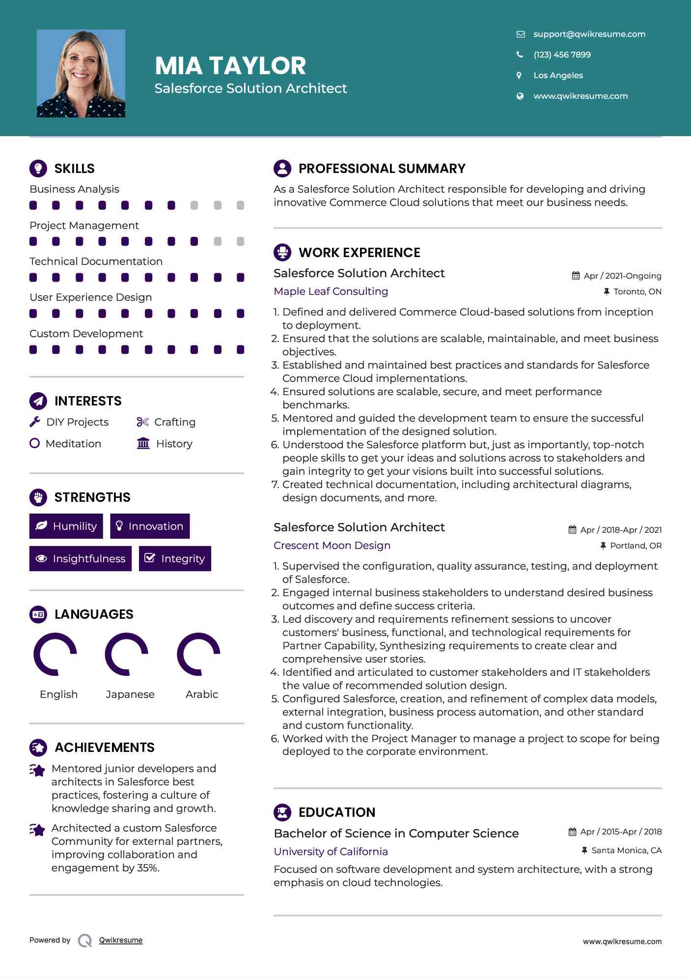 Salesforce Solution Architect Resume Format