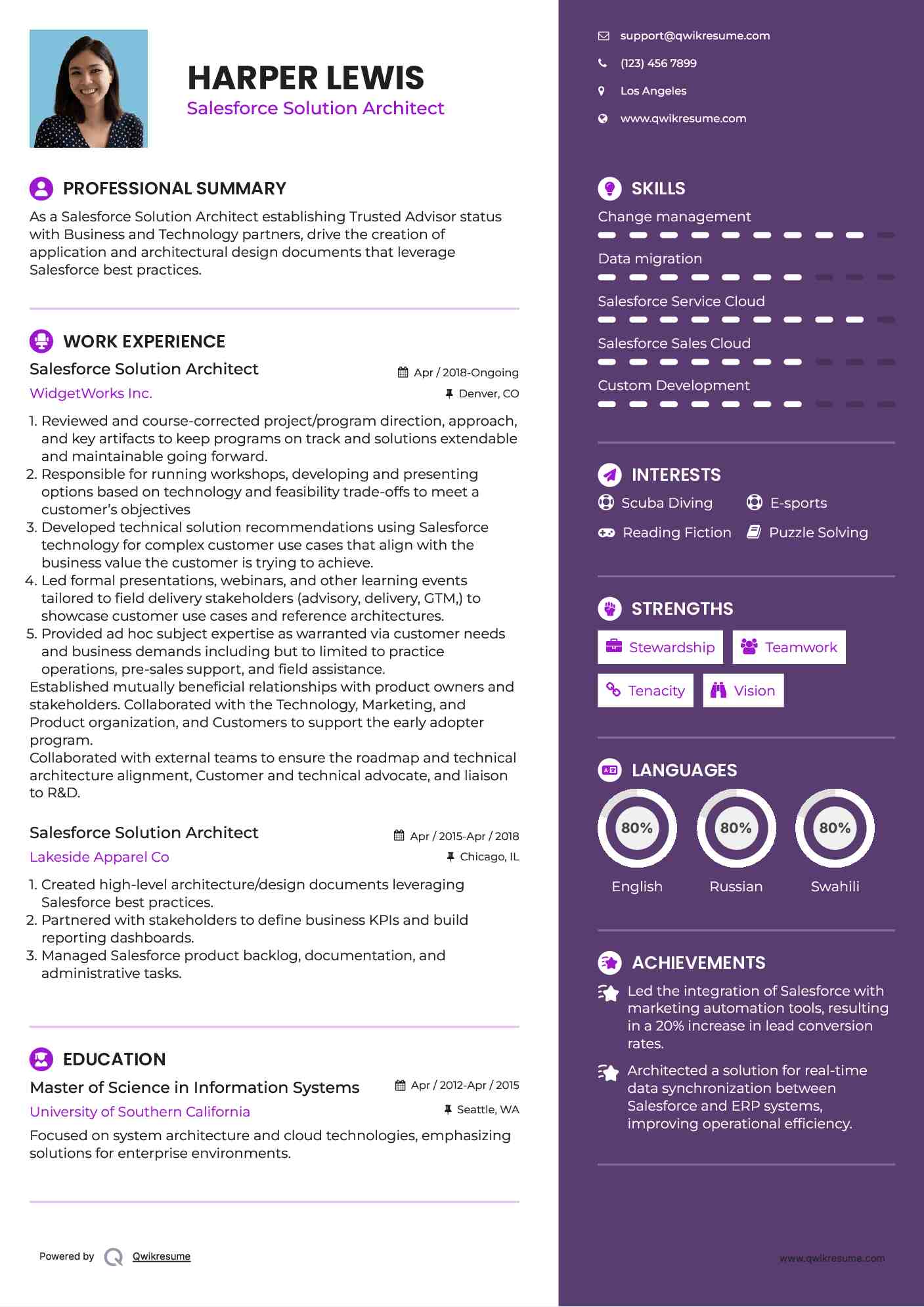 Salesforce Solution Architect Resume Template