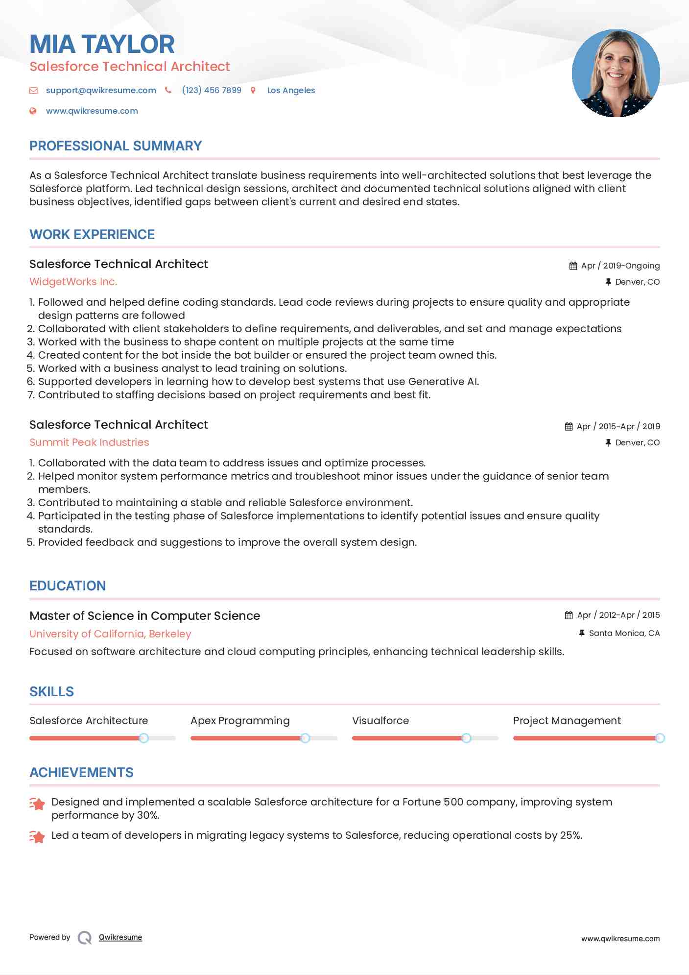 Salesforce Technical Architect Resume Format
