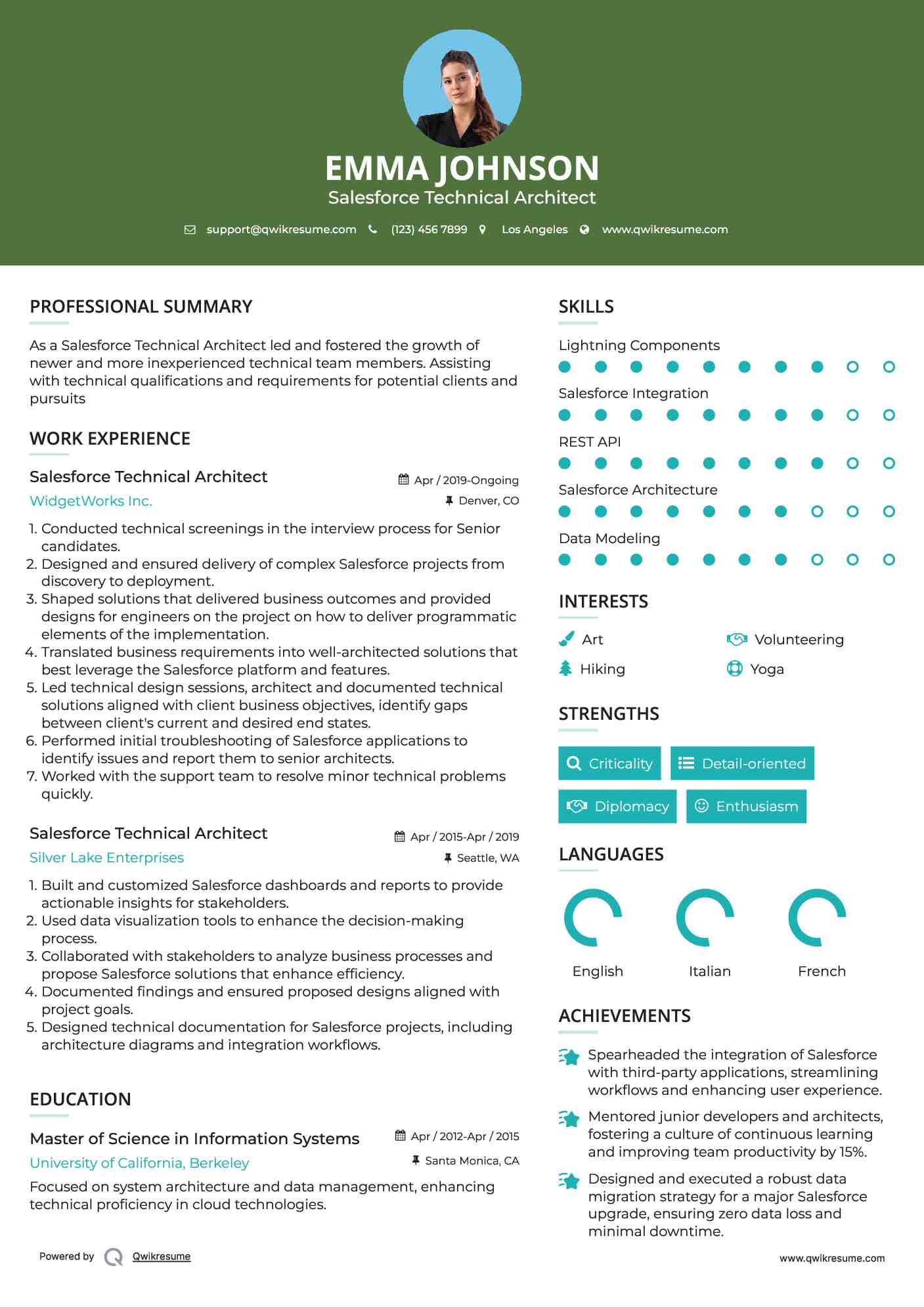 Salesforce Technical Architect Resume Example