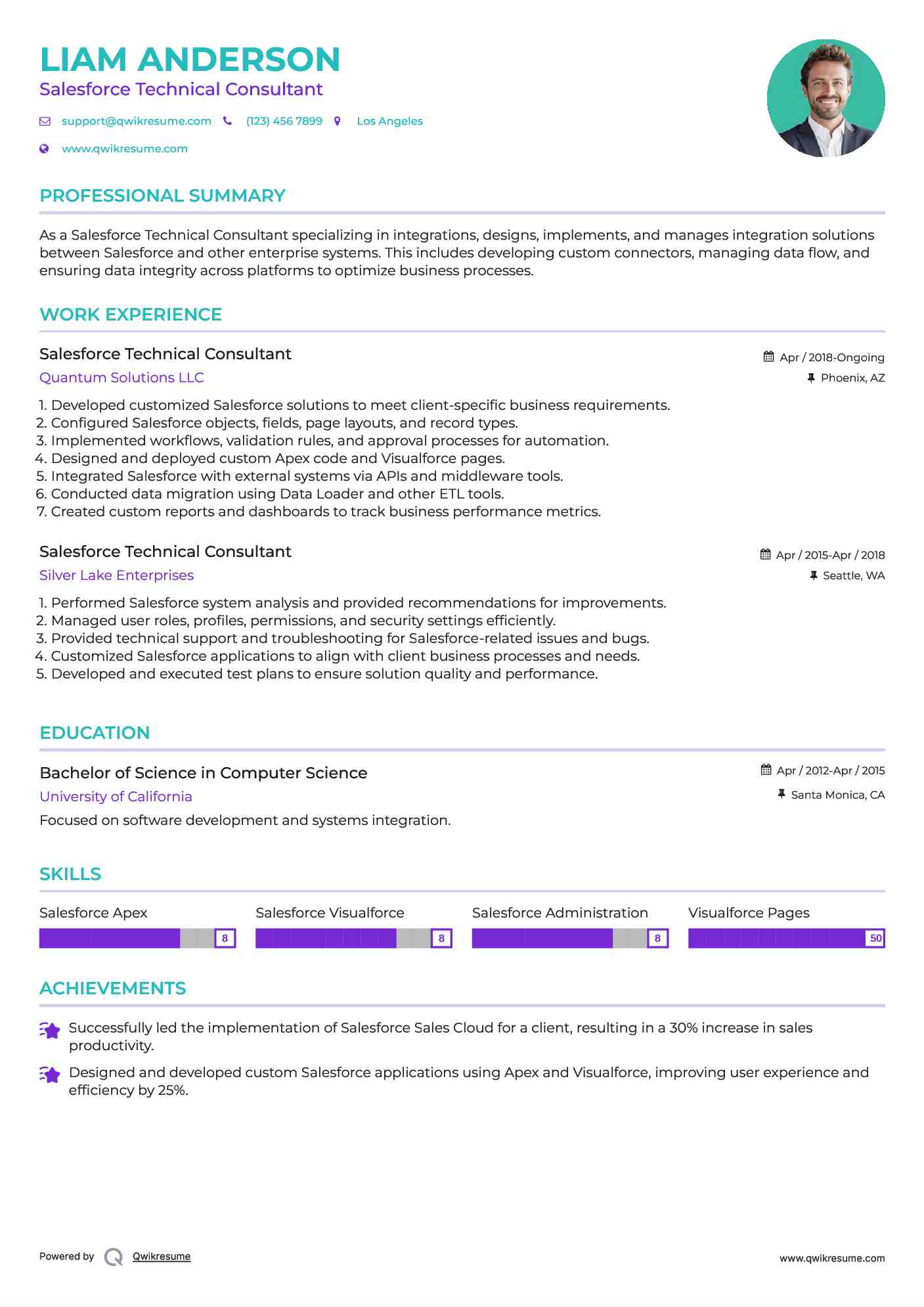 Salesforce Technical Consultant Resume Sample