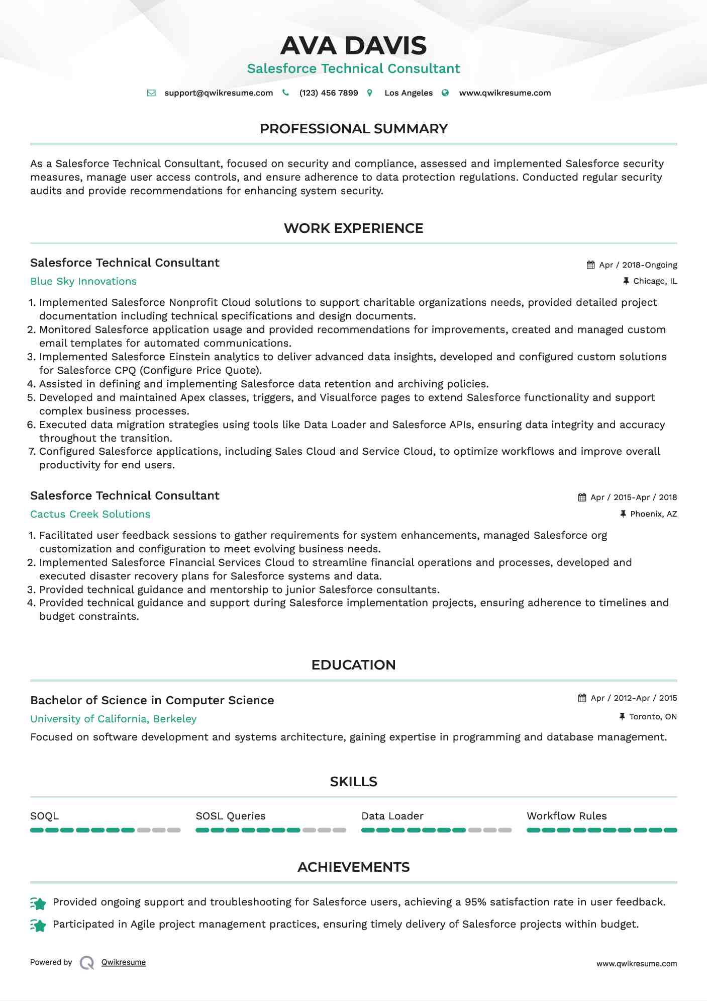 Salesforce Technical Consultant Resume Template