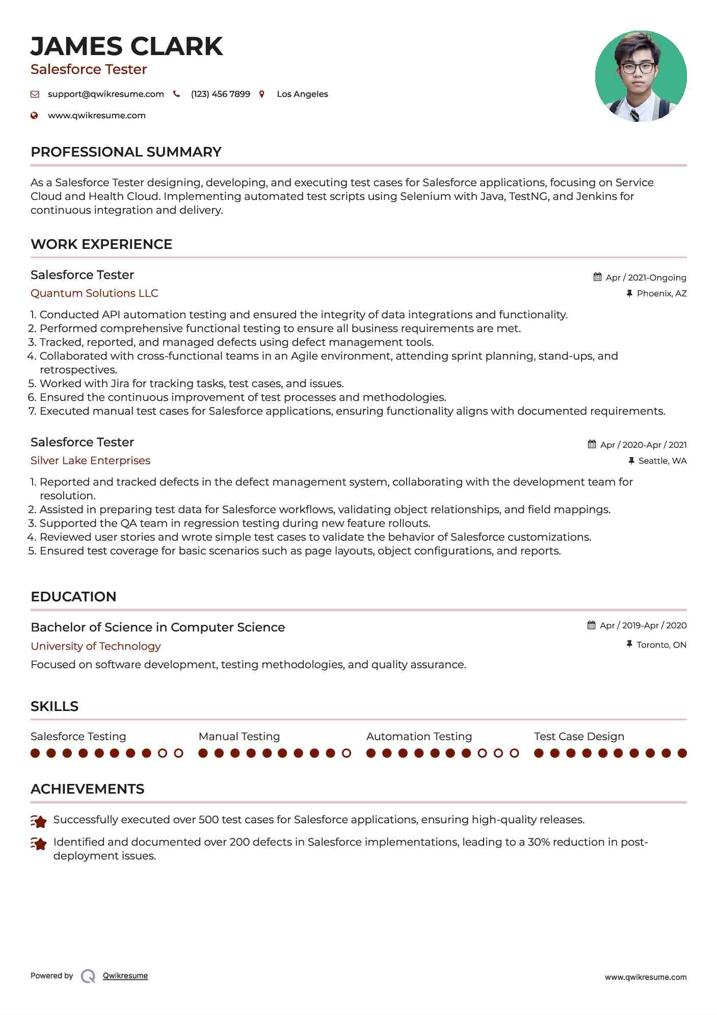 Salesforce Tester Resume Format