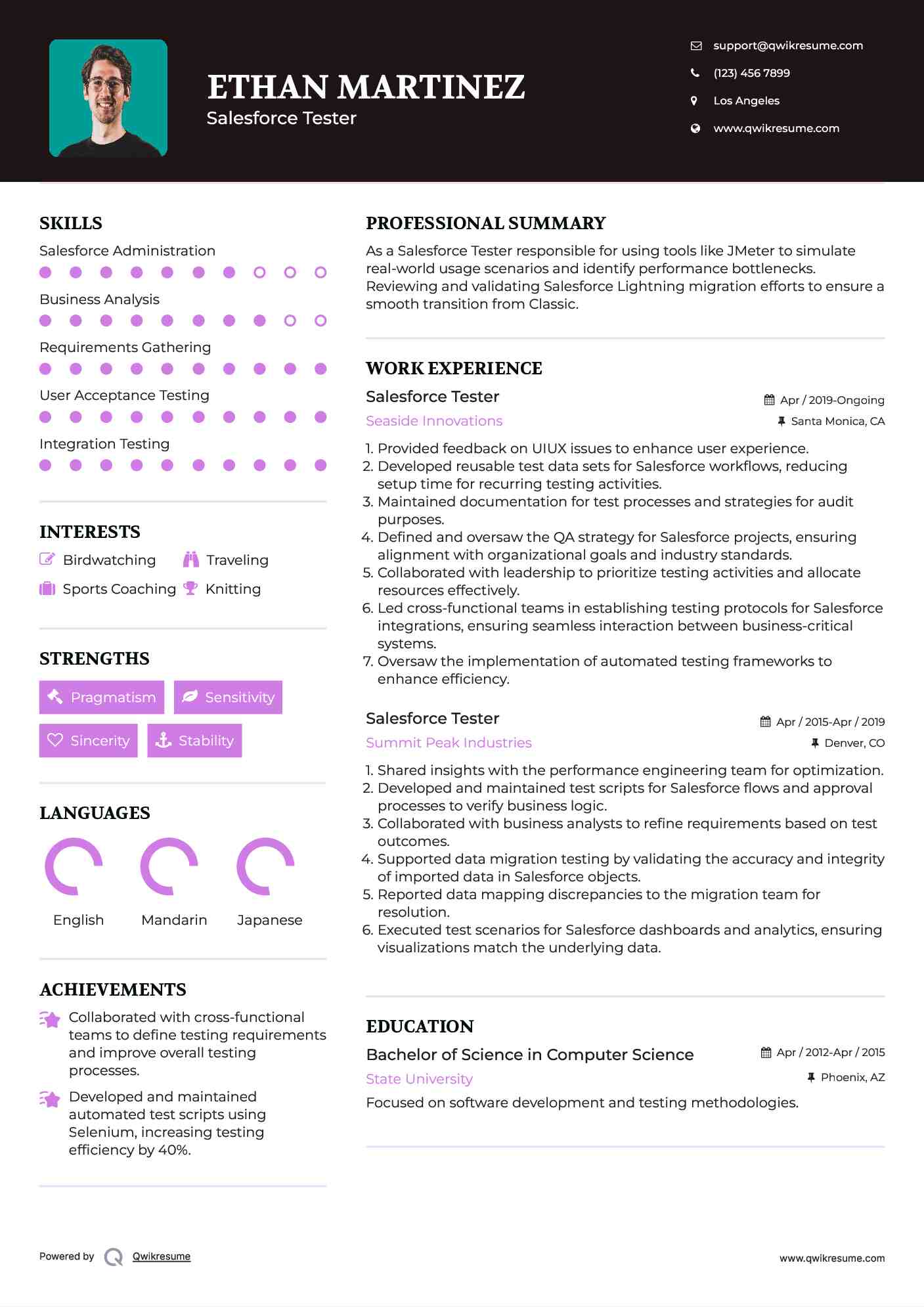 Salesforce Tester Resume Format