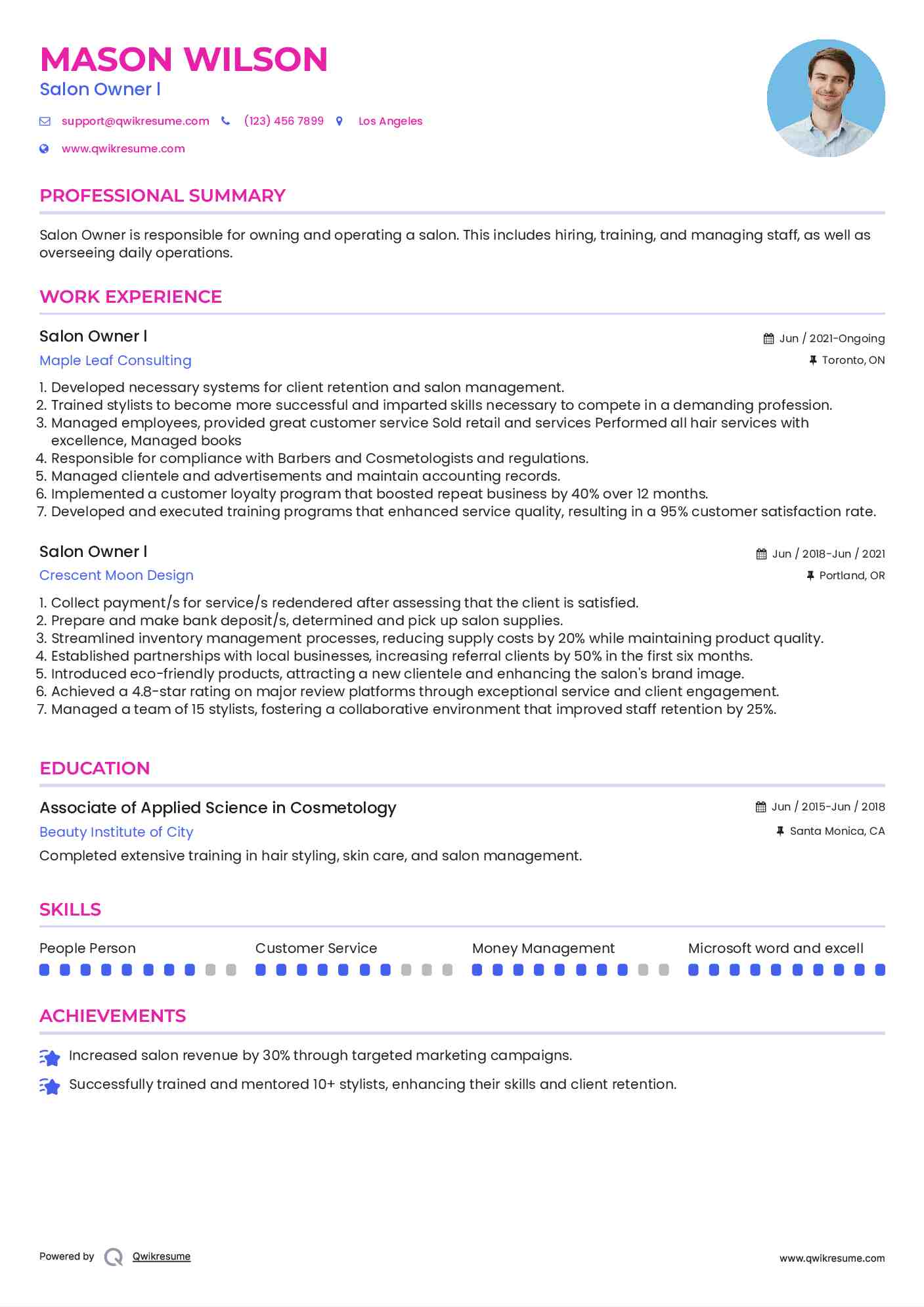 10 Salon Owner Resume Samples Templates For 2026 10 Salon Owner Resume Samples Templates For 2026